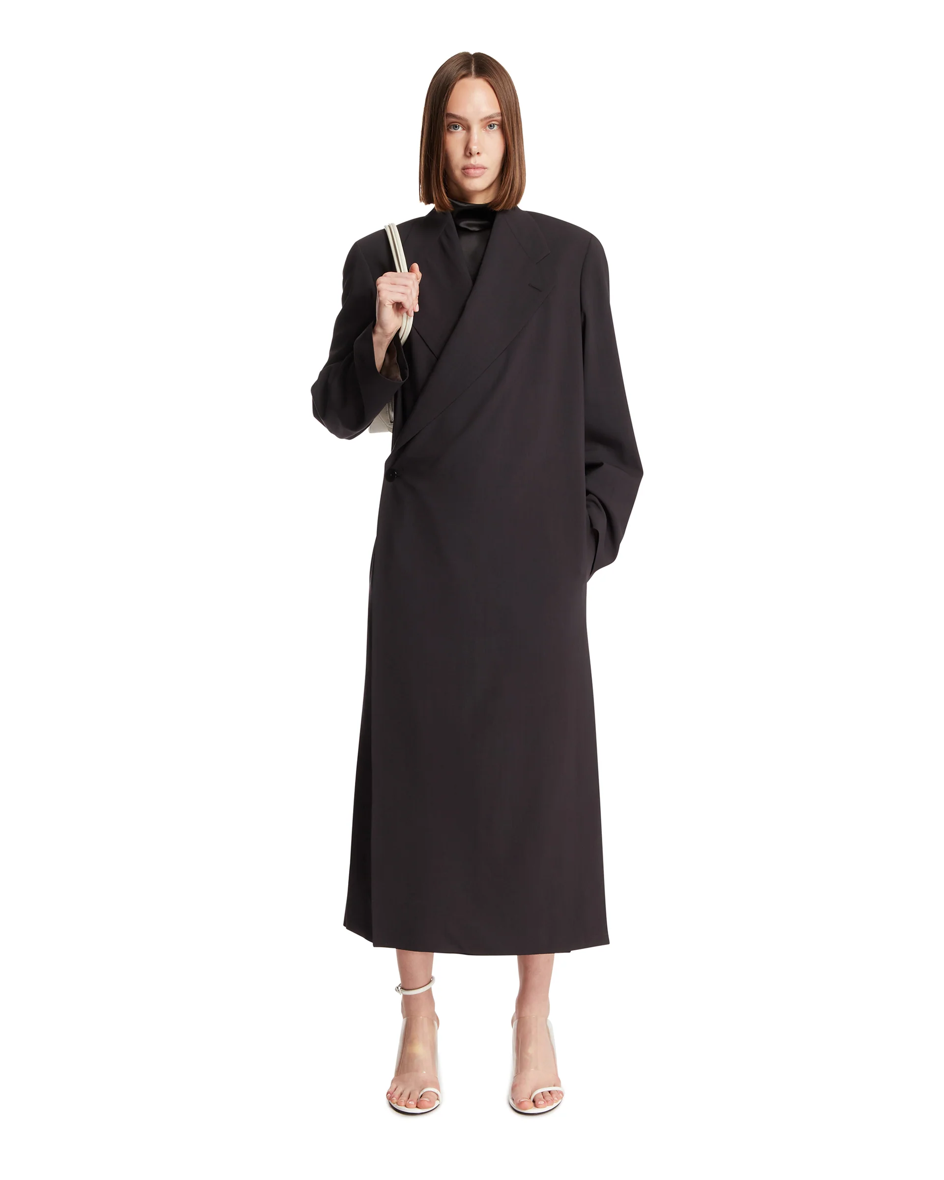 Wrap Coat Oversize In Lana Nero - Image 3