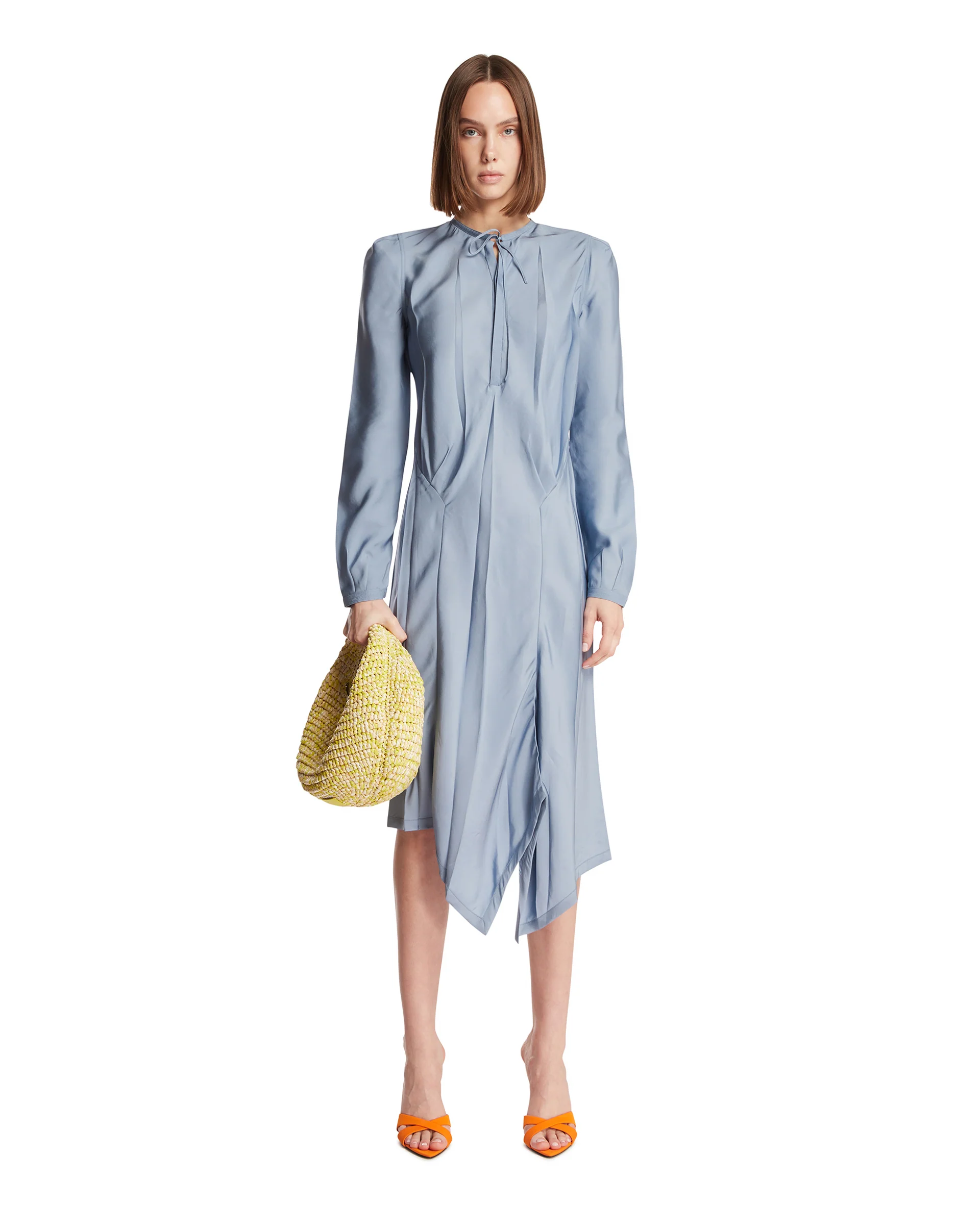 Abito In Twill Di Viscosa Azzurro - Image 3