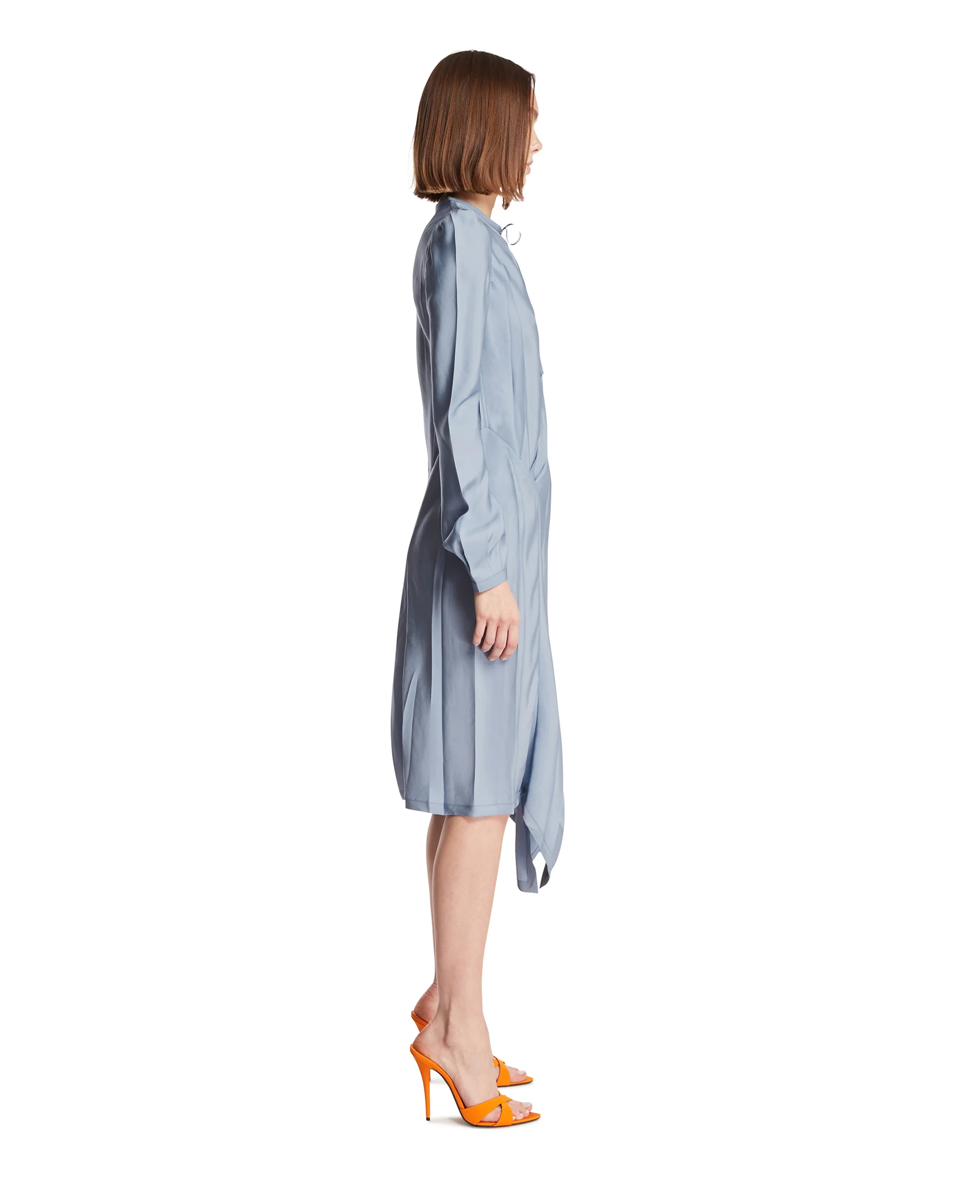 Abito In Twill Di Viscosa Azzurro - Image 4