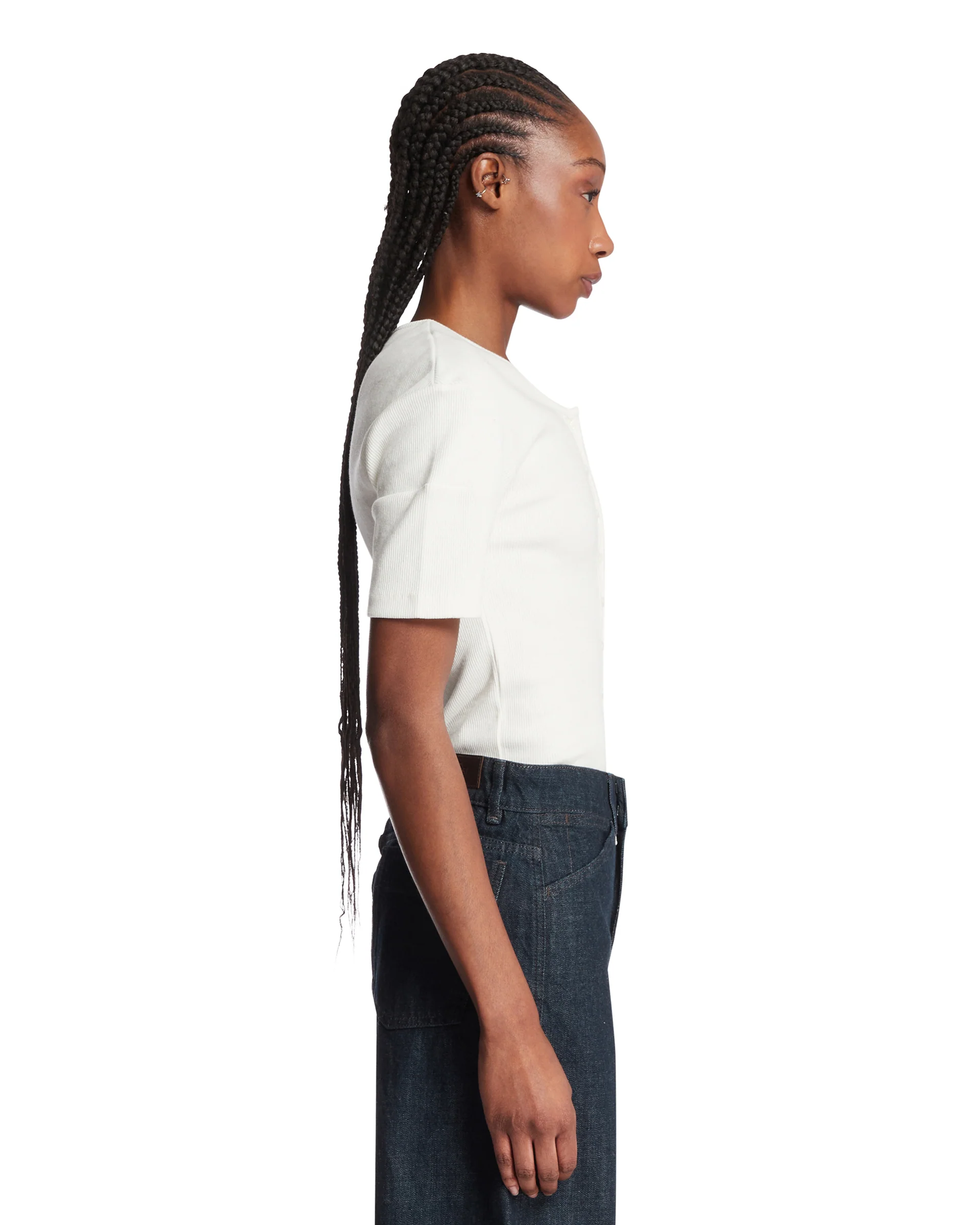 T-Shirt Henley In Cotone Bianca - Image 4