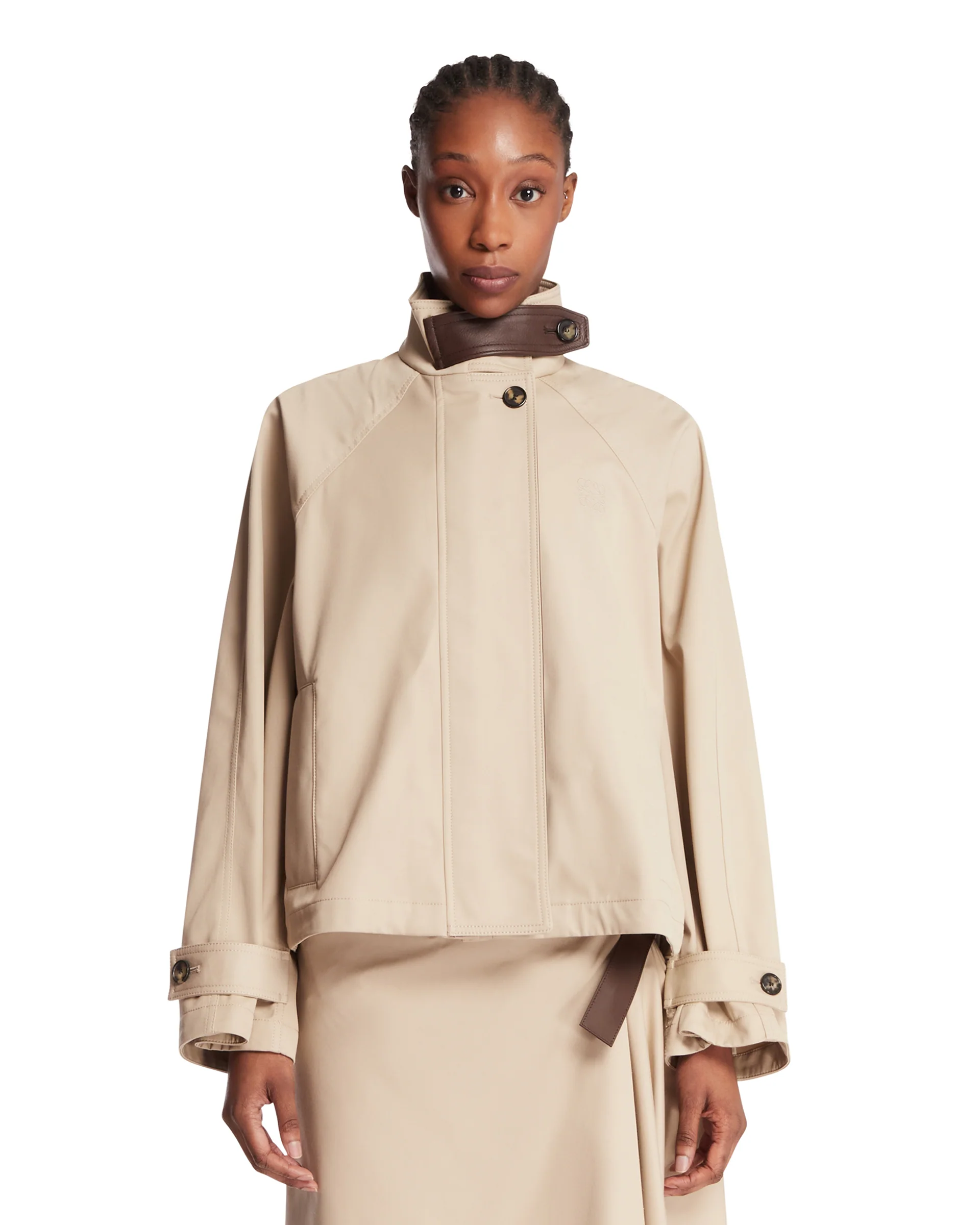 Parka Corto In Cotone E Seta Beige