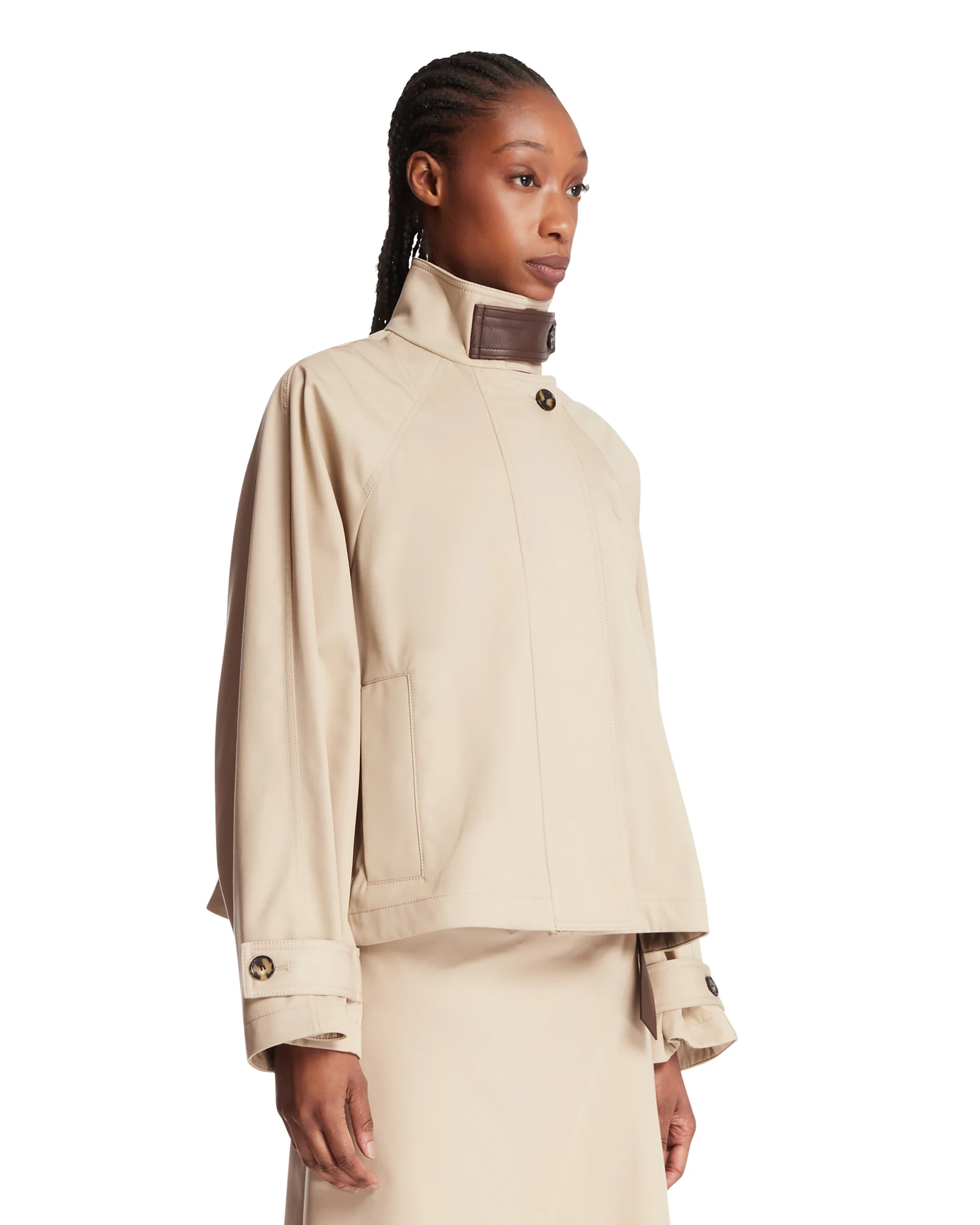 Parka Corto In Cotone E Seta Beige - Image 2