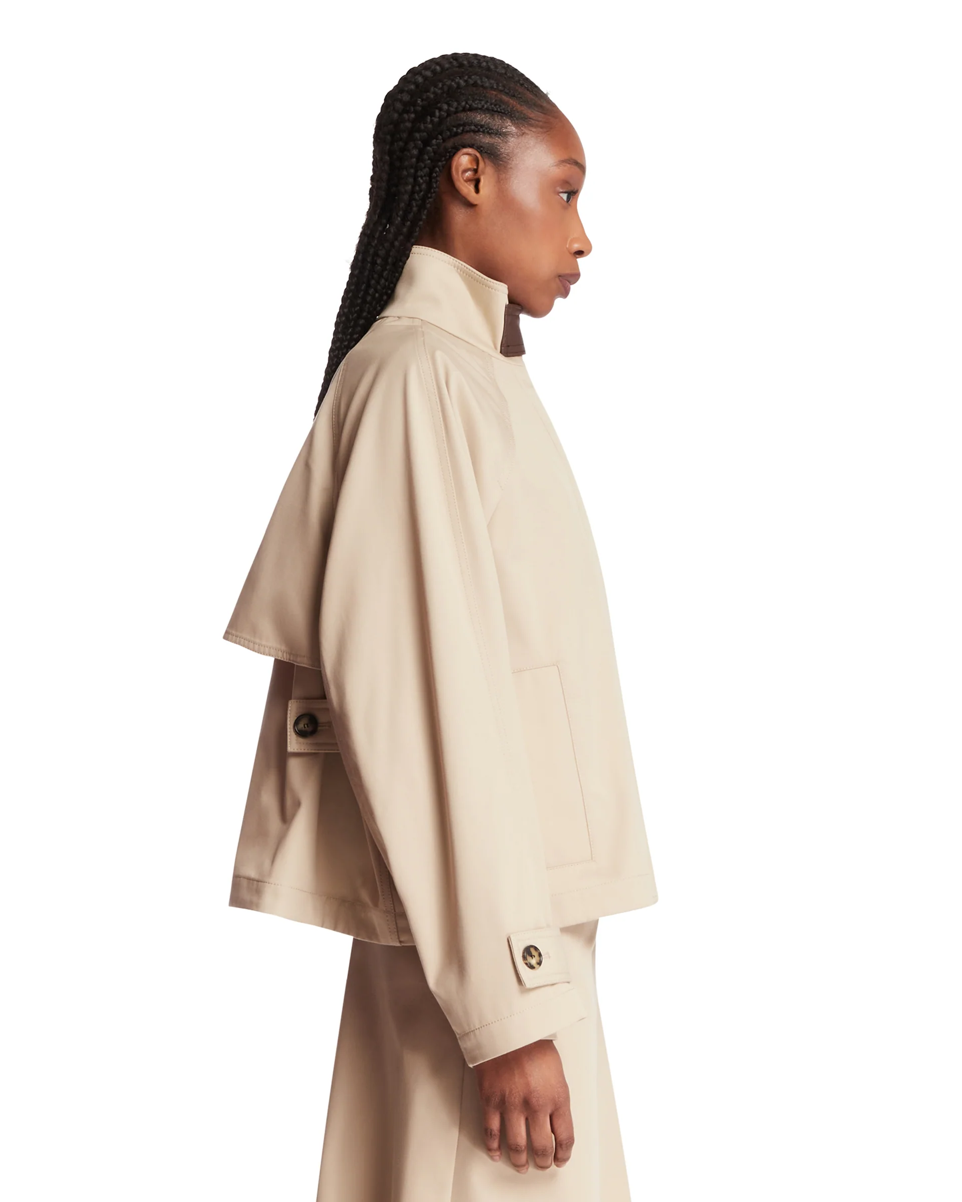 Parka Corto In Cotone E Seta Beige - Image 4