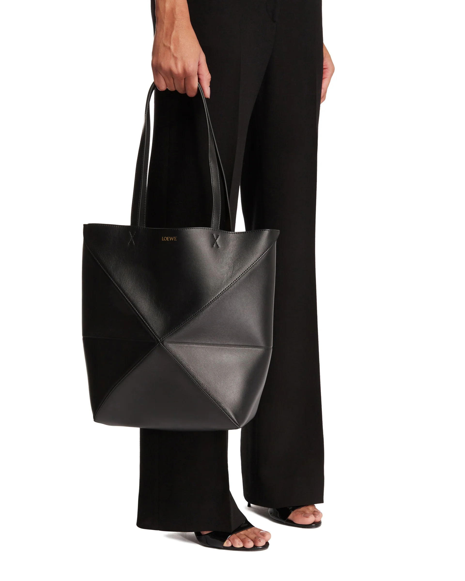 Borsa Puzzle Fold Tote Media Nera - Image 3