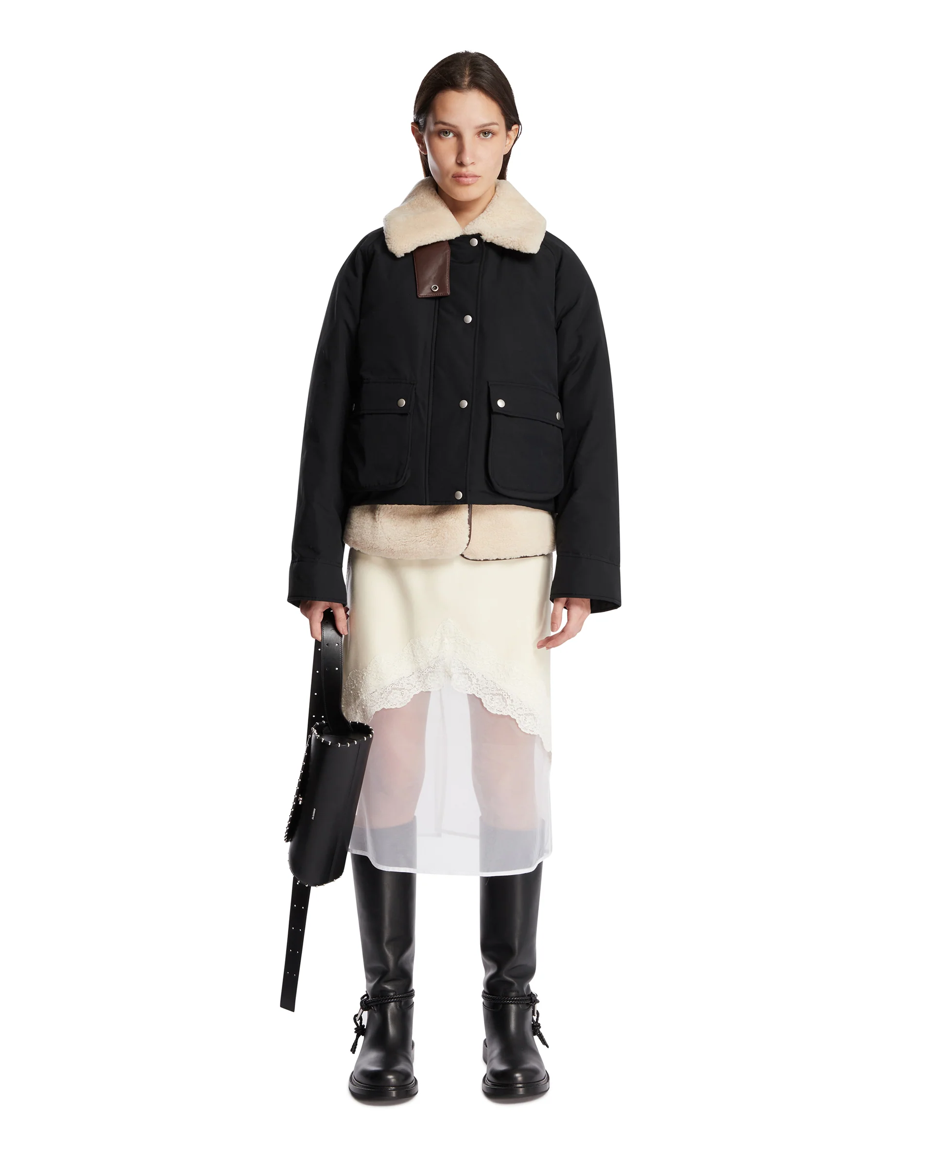 Piumino In Cotone e Shearling Nero - Image 3