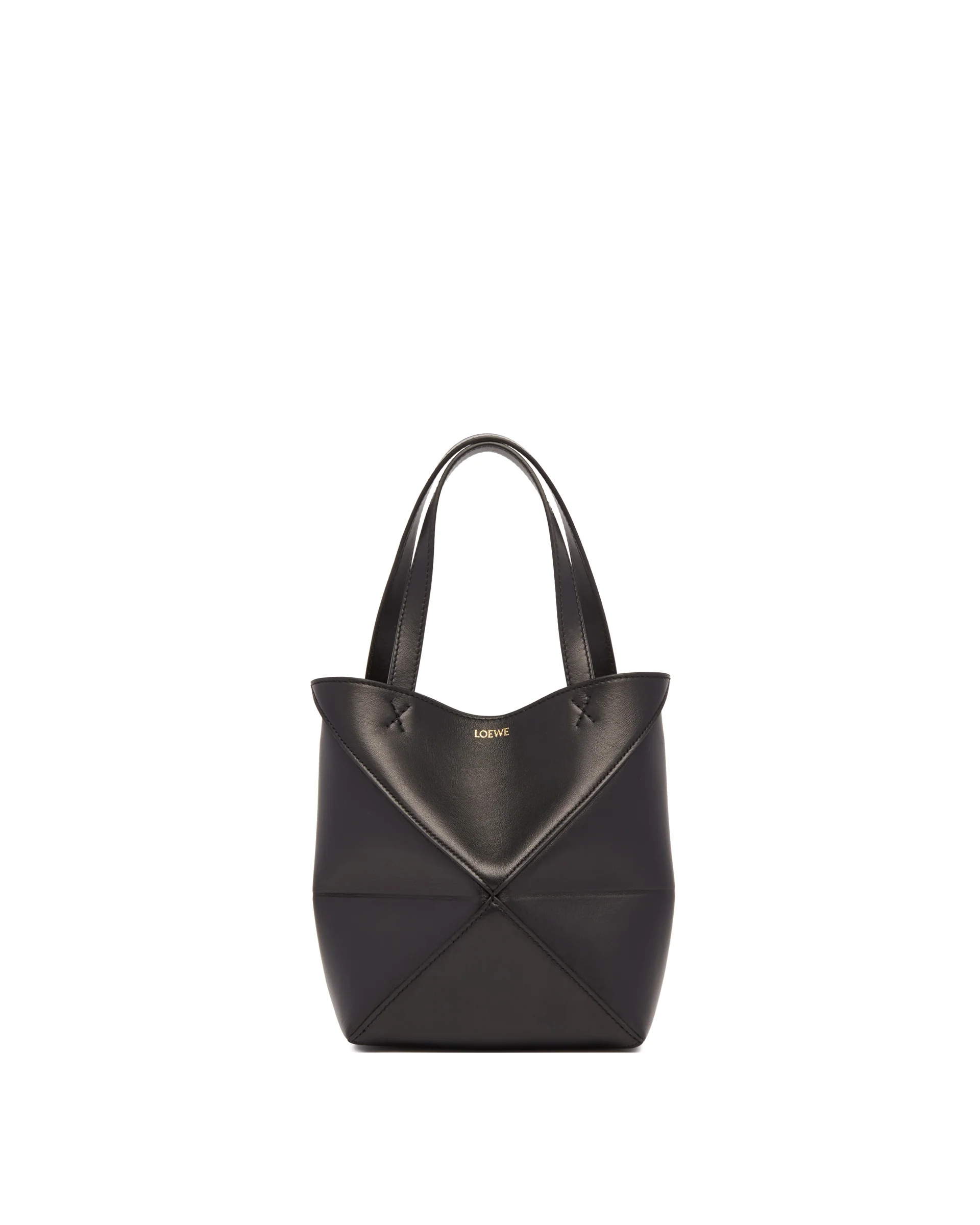 Borsa Puzzle Fold piccola in pelle nera