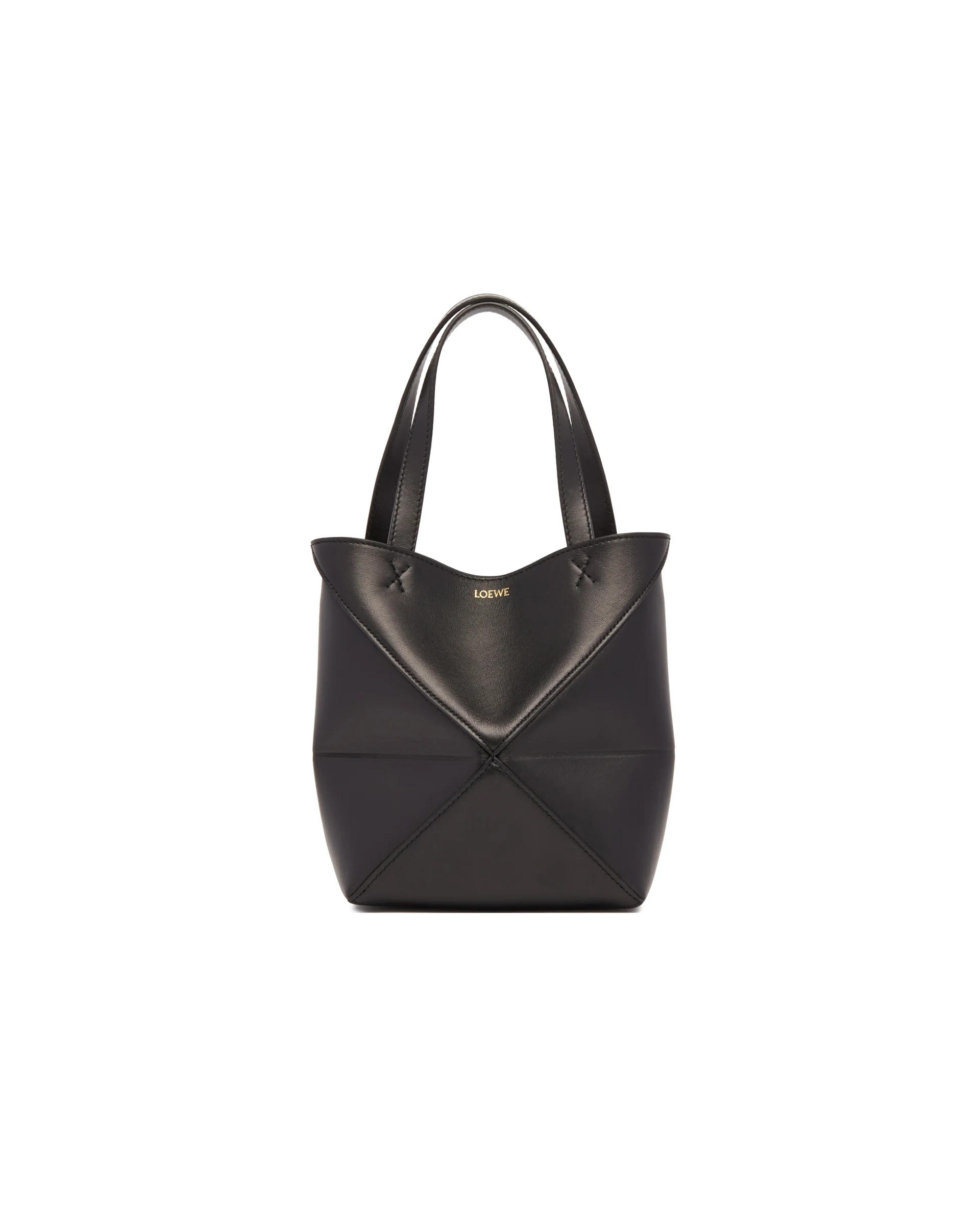 Borsa Puzzle Fold piccola in pelle nera - Image 2