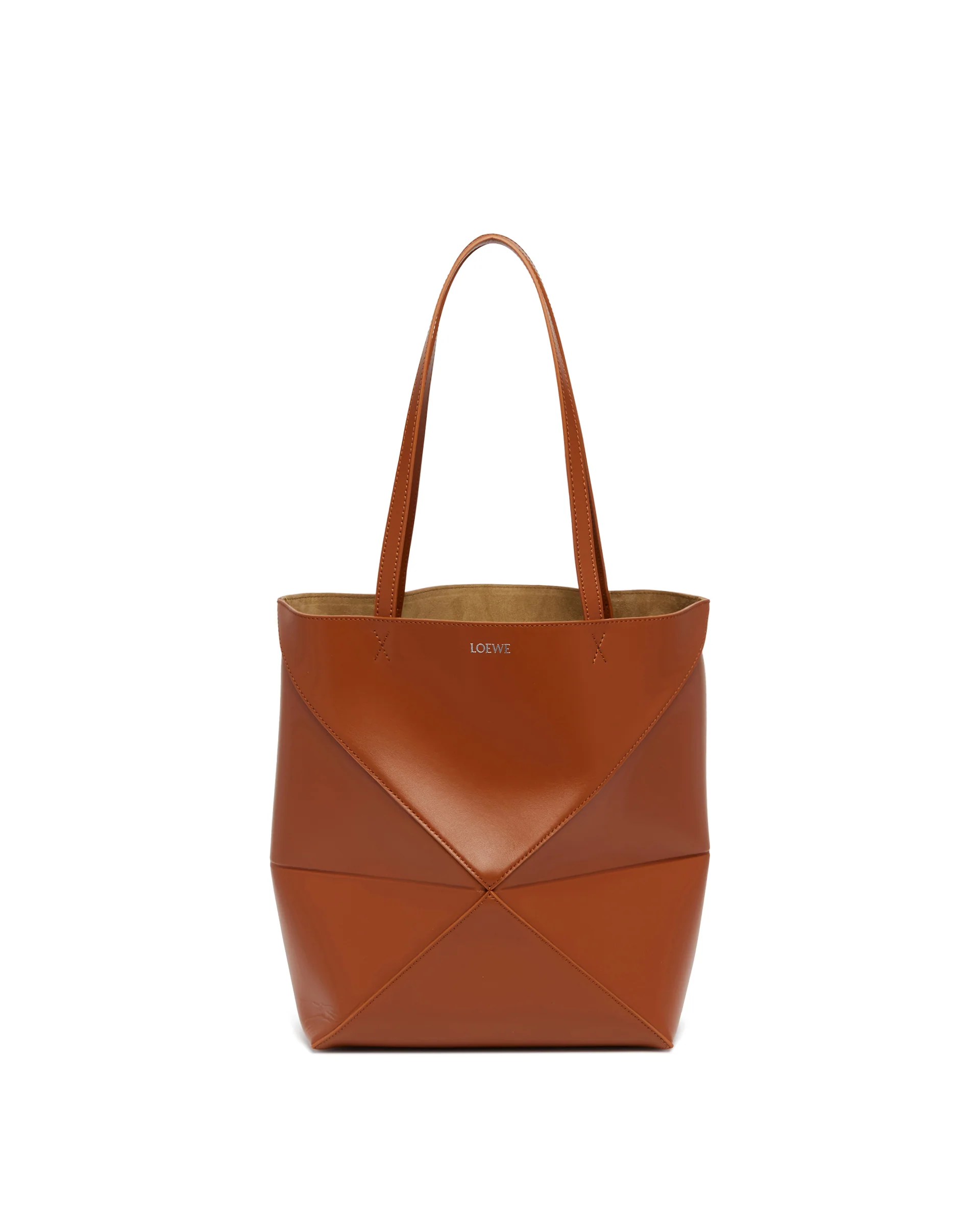 Borsa Puzzle Fold Tote Media Marrone