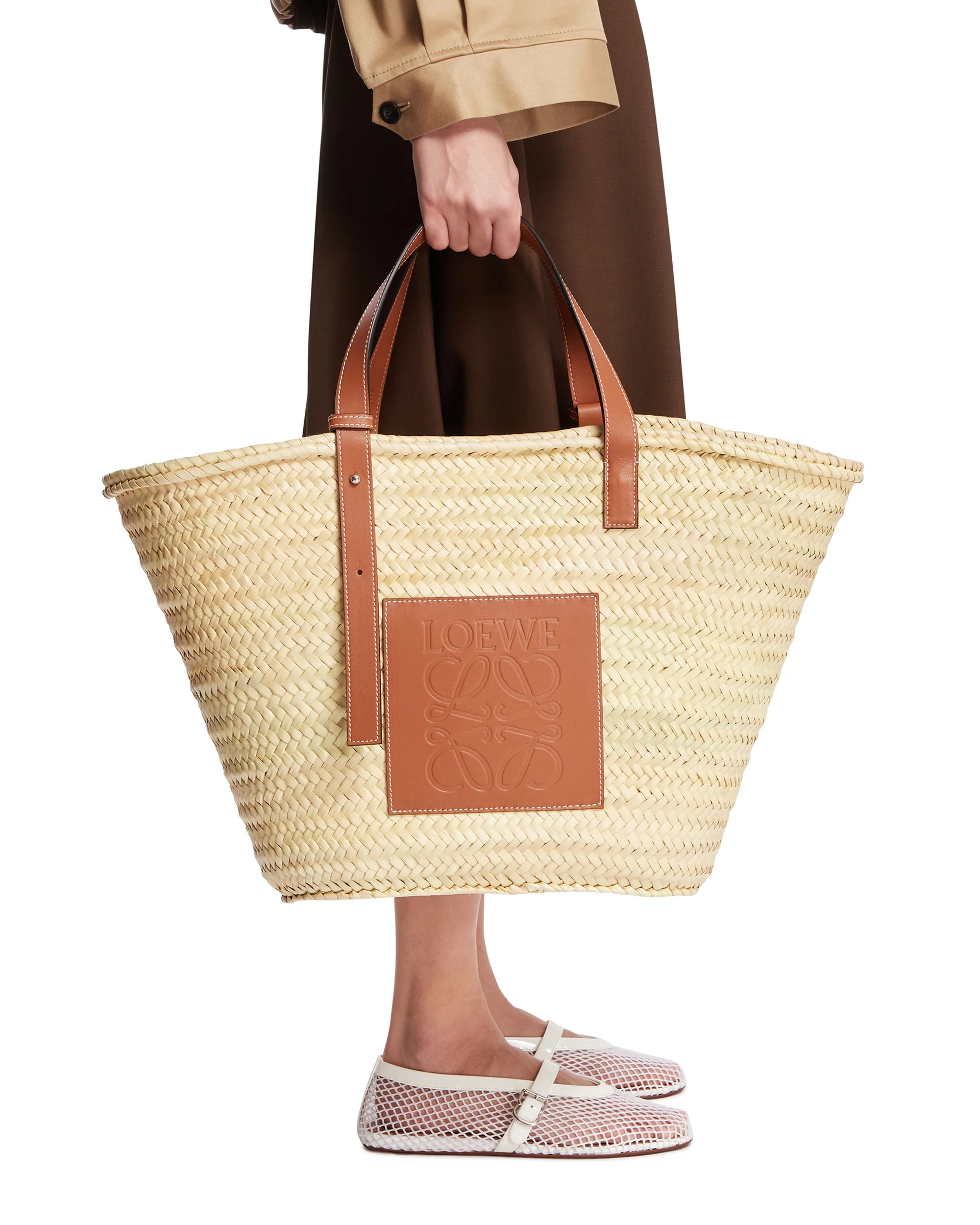 Borsa Basket In Foglia di Palma E Pelle - Image 3