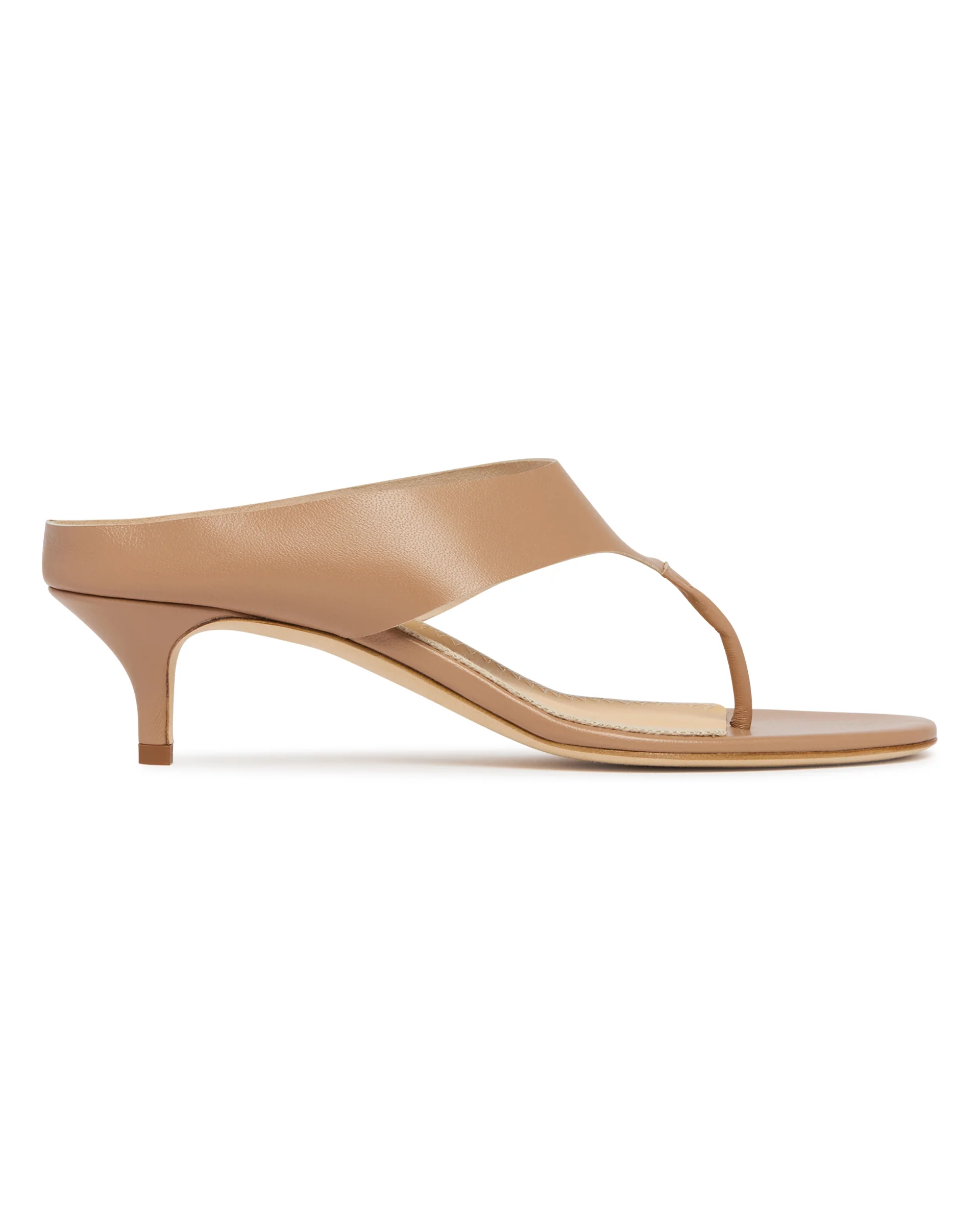 Sandali Infradito In Pelle Beige - Image 2