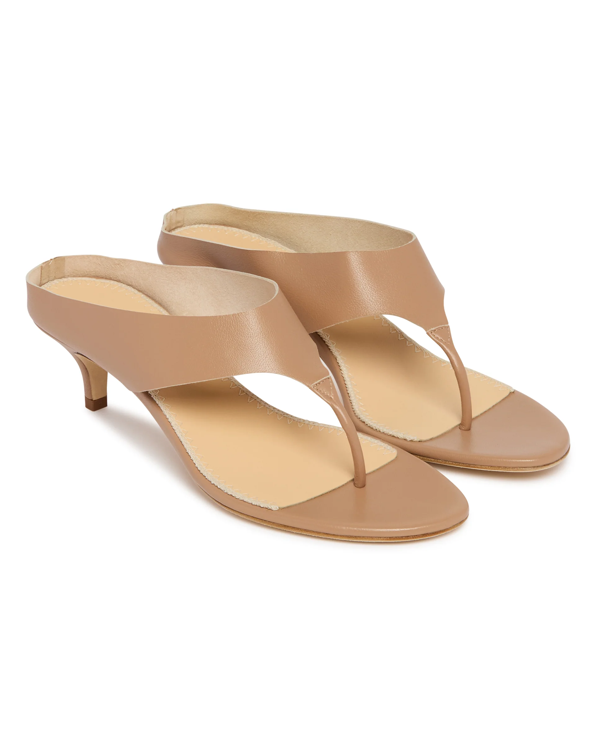 Sandali Infradito In Pelle Beige - Image 3