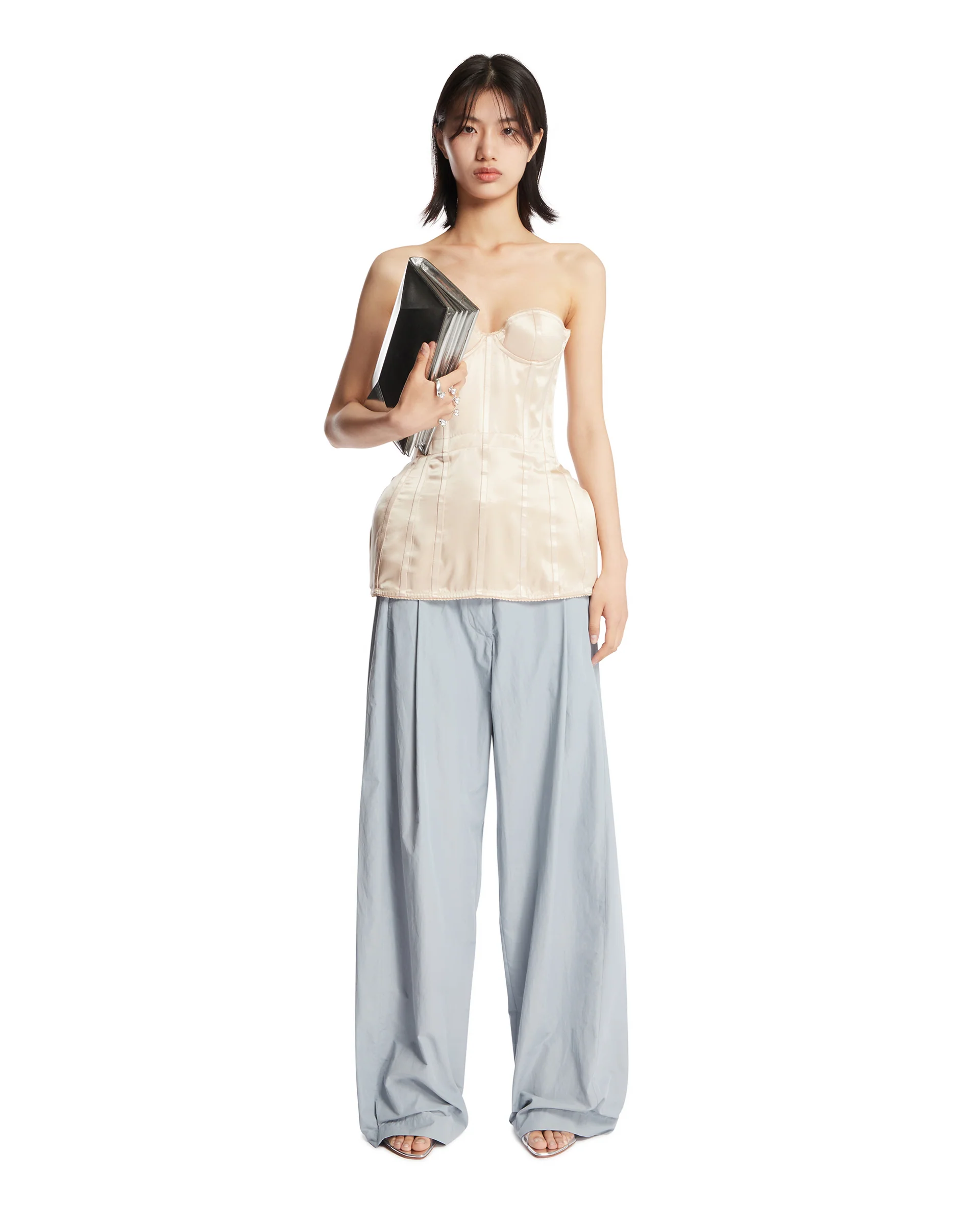 Top Corsetto Lungo in Seta Bianco - Image 3