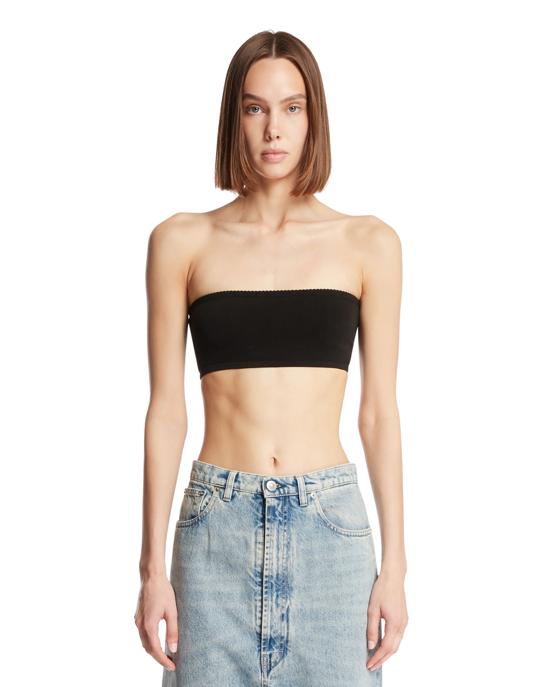 Top A Fascia Senza Spalline Nero