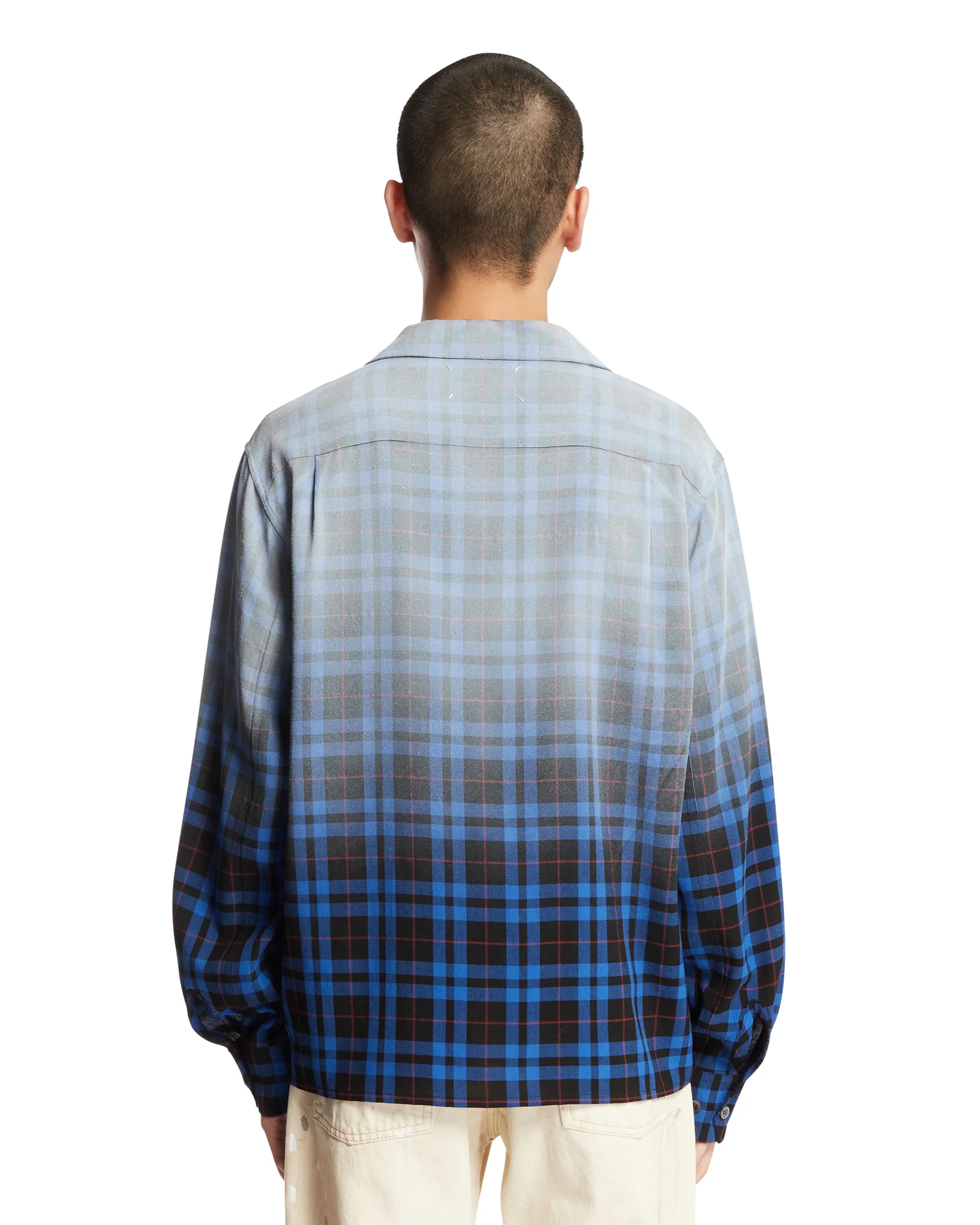 Camicia A Quadri Sfumata Blu - Image 5