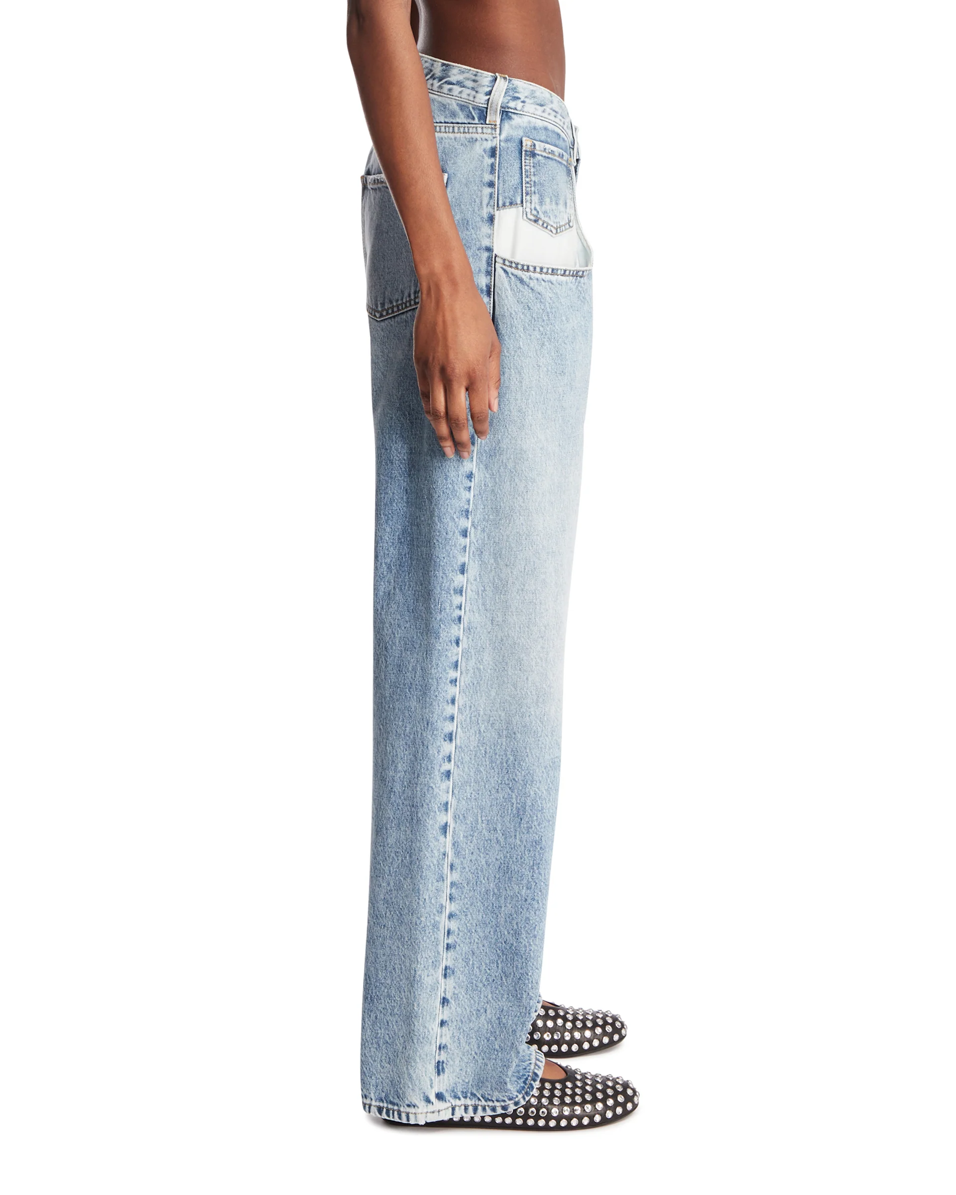 Jeans Con Tasche A Contrasto Blu - Image 4