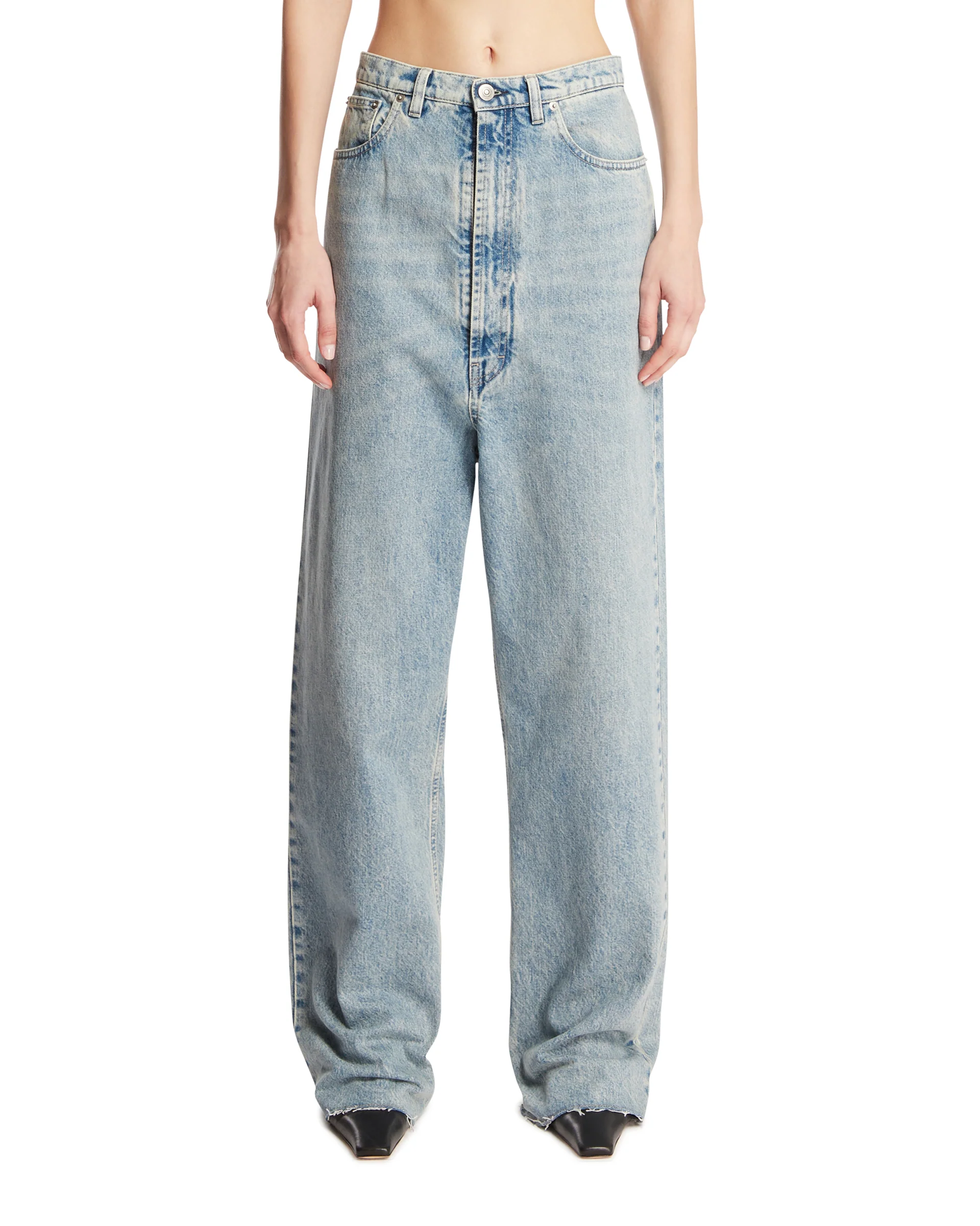 Jeans A Gamba Ampia Blu