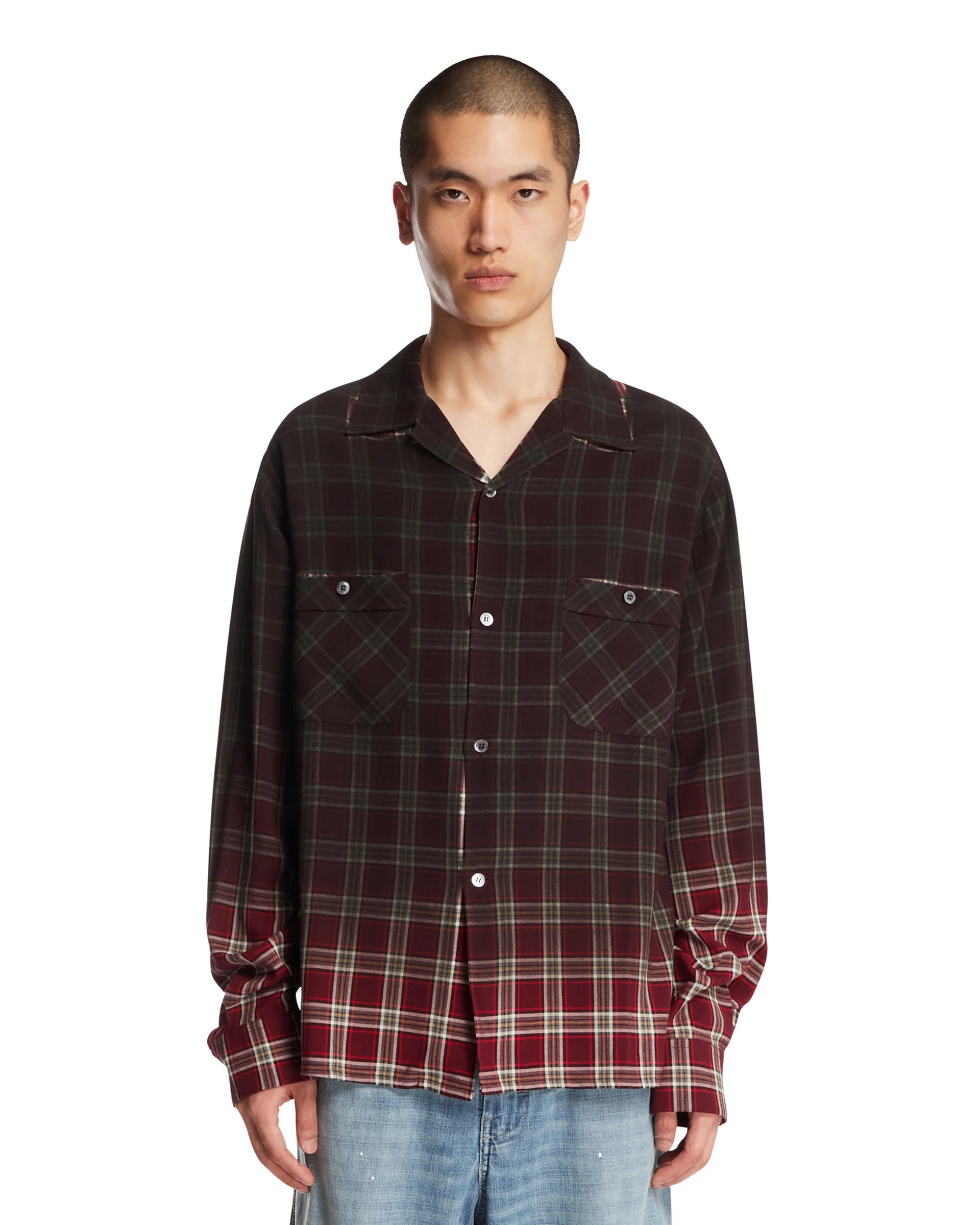 Camicia A Quadri Effetto Sfumato Rossa