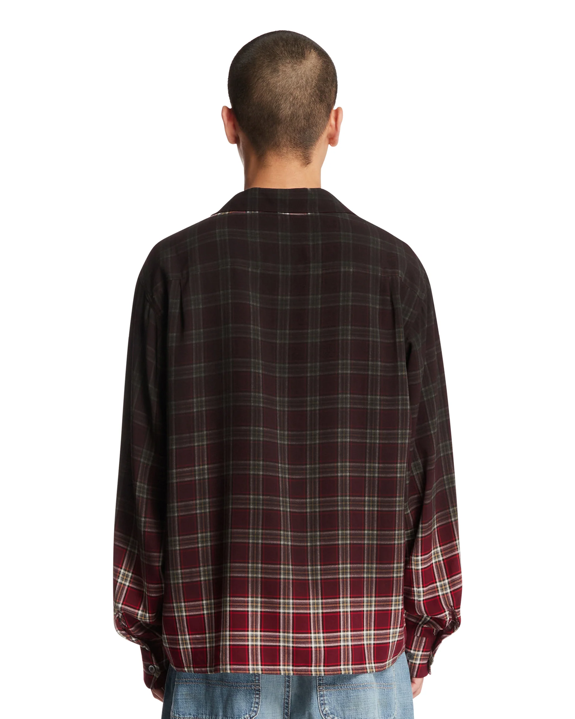Camicia A Quadri Effetto Sfumato Rossa - Image 5