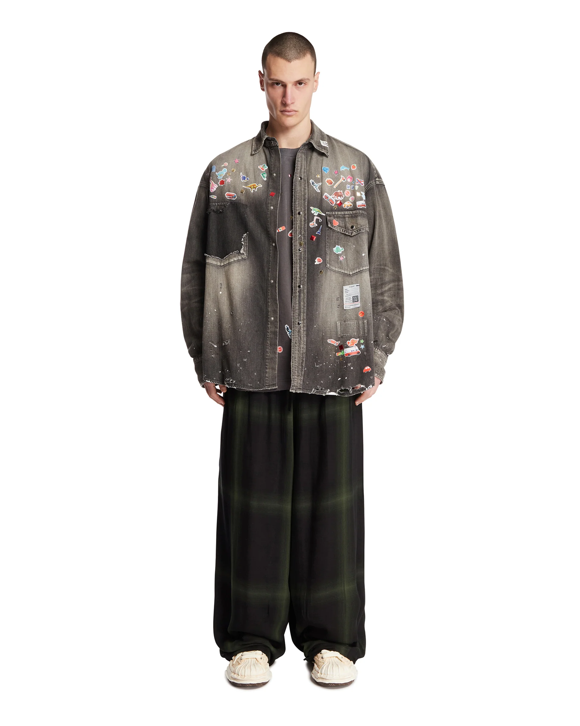 Camicia Con Decorazioni In Denim Nera - Image 3