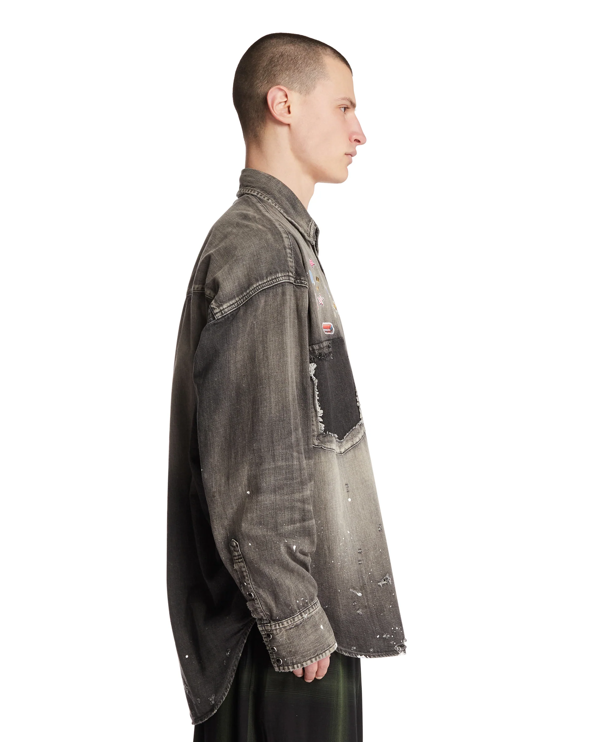 Camicia Con Decorazioni In Denim Nera - Image 4