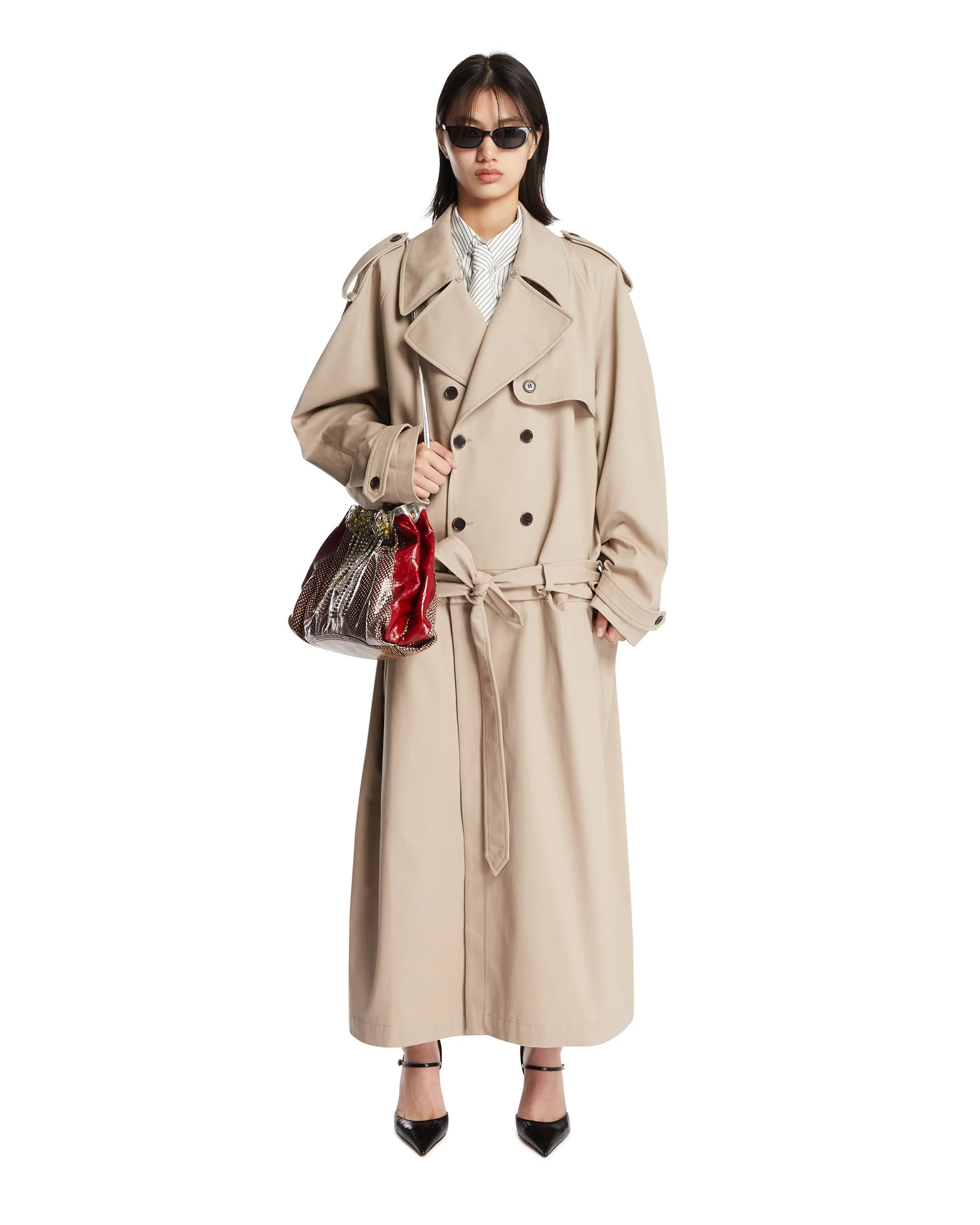 Trench Doppiopetto In Cotone Beige - Image 3