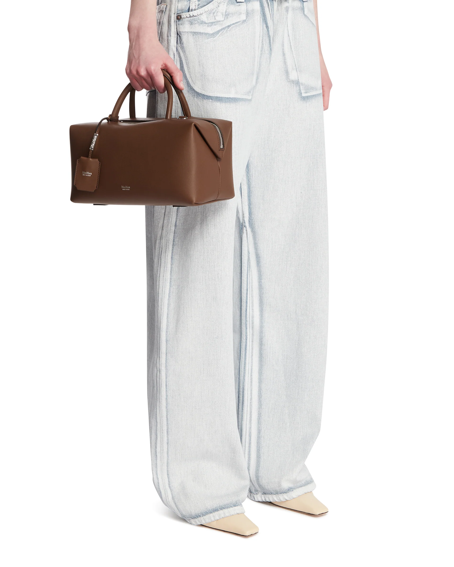 Borsa Bauletto Media Holdall In Pelle Marrone - Image 3