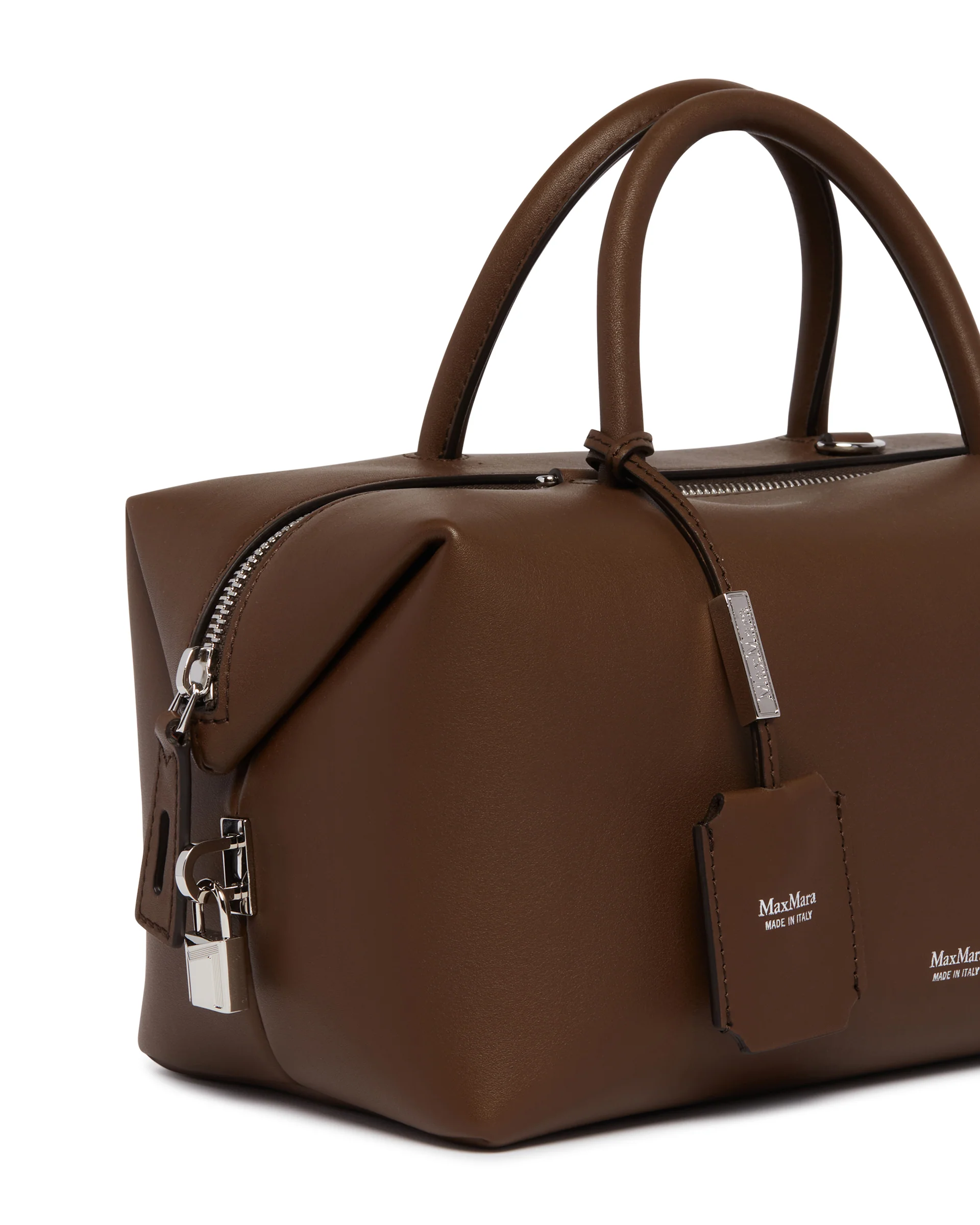 Borsa Bauletto Media Holdall In Pelle Marrone - Image 4
