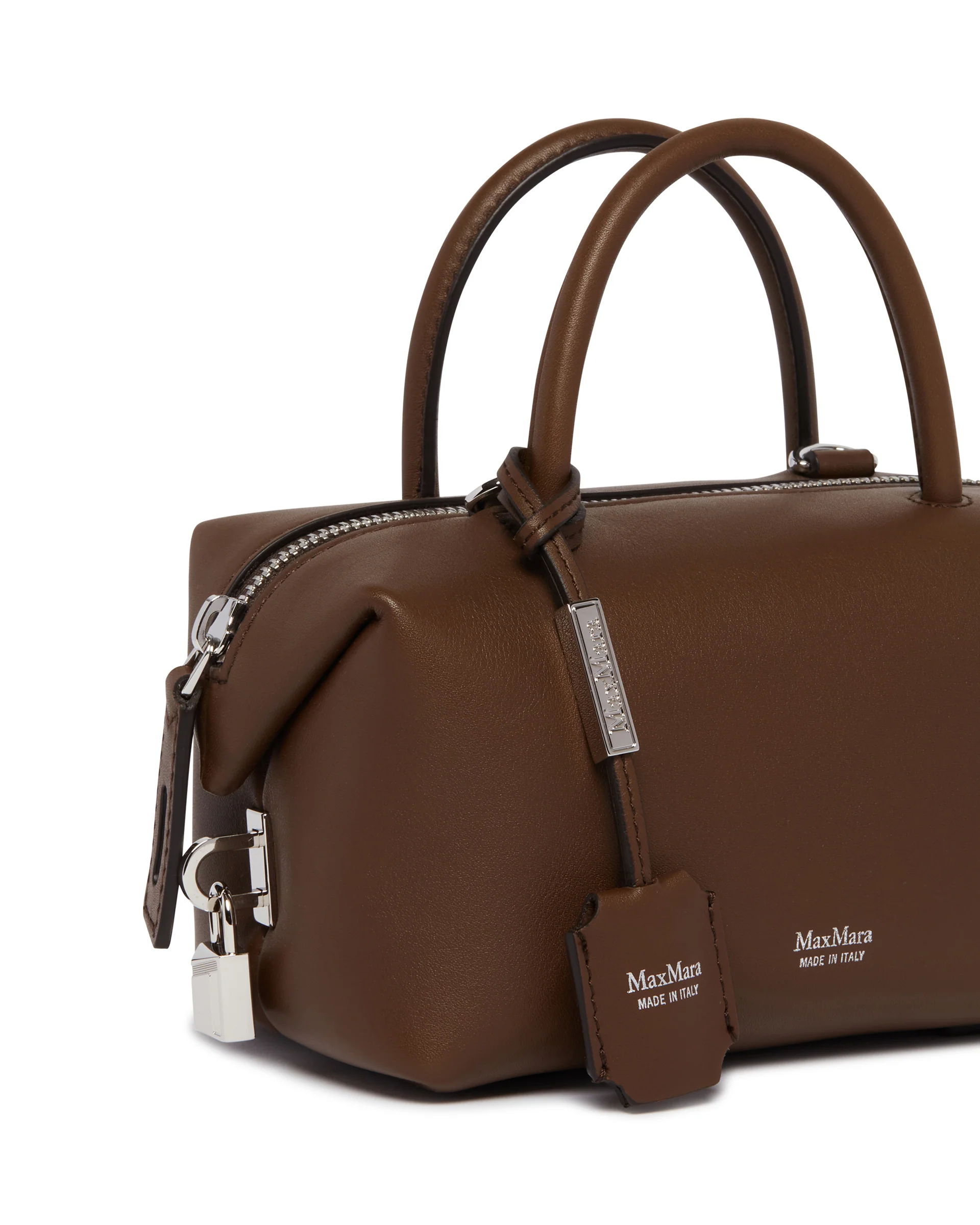 Borsa Bauletto Piccola Holdall  In Pelle Marrone - Image 4
