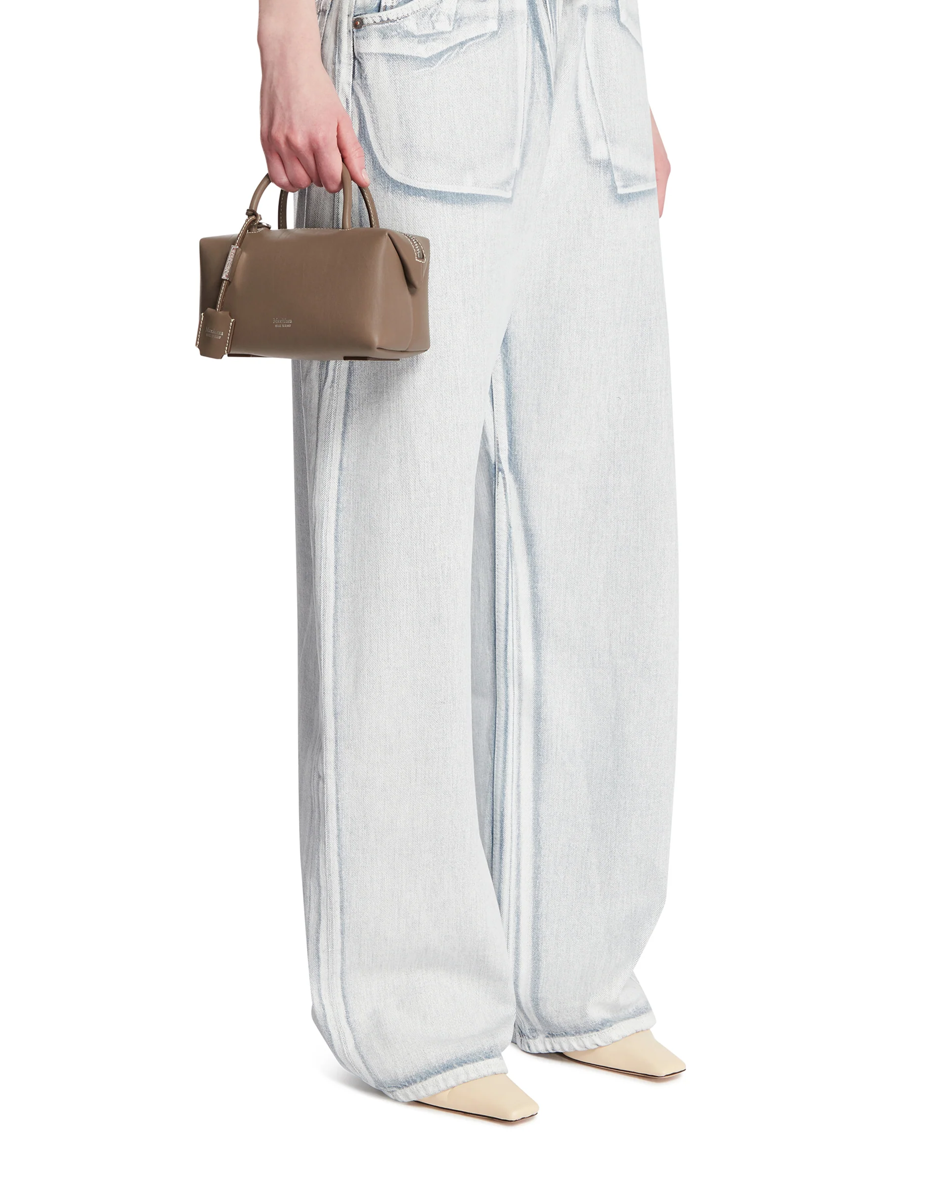 Borsa Bauletto Piccola Holdall In Pelle Color Taupe - Image 3