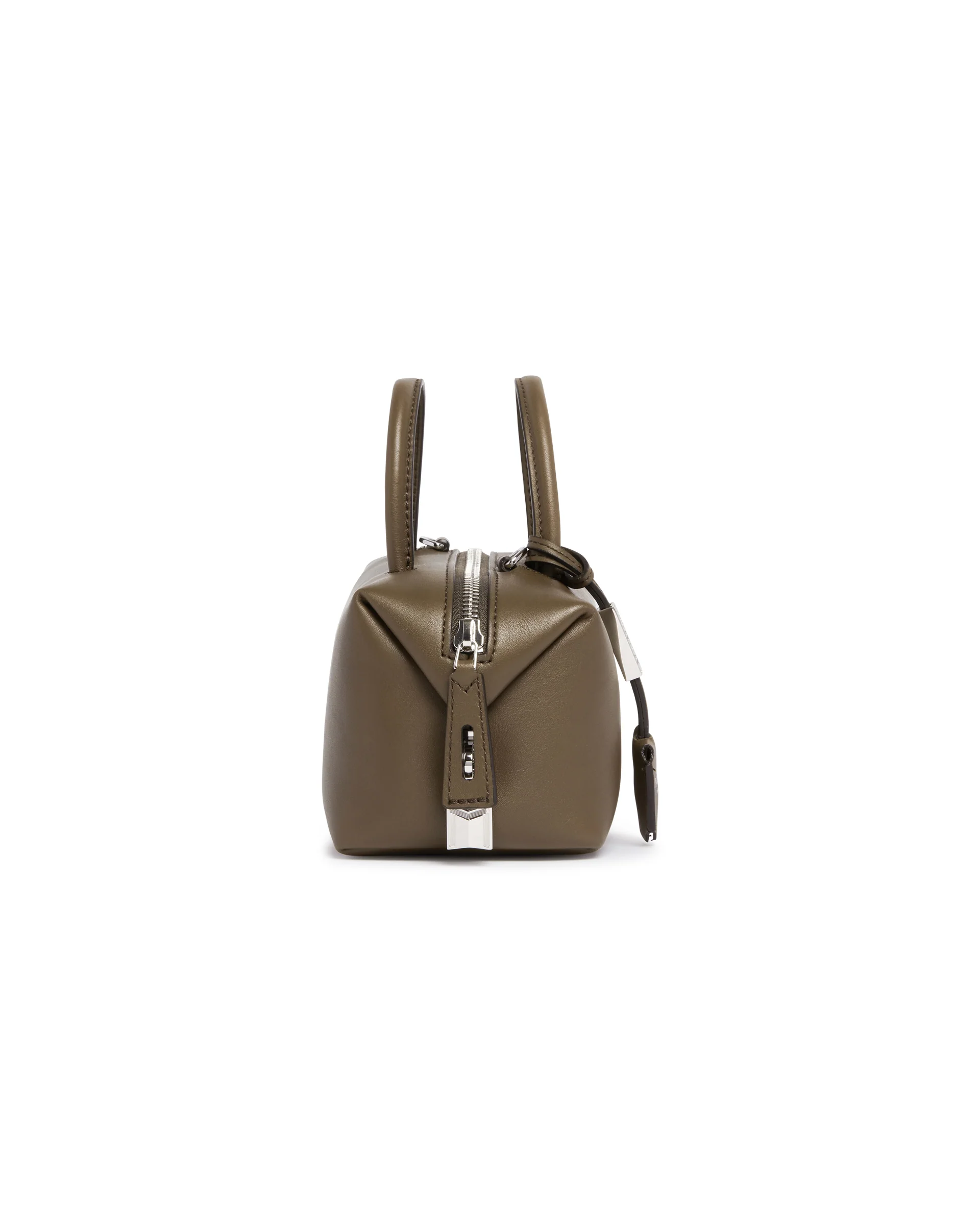 Borsa Bauletto Piccola Holdall In Pelle Color Taupe - Image 7