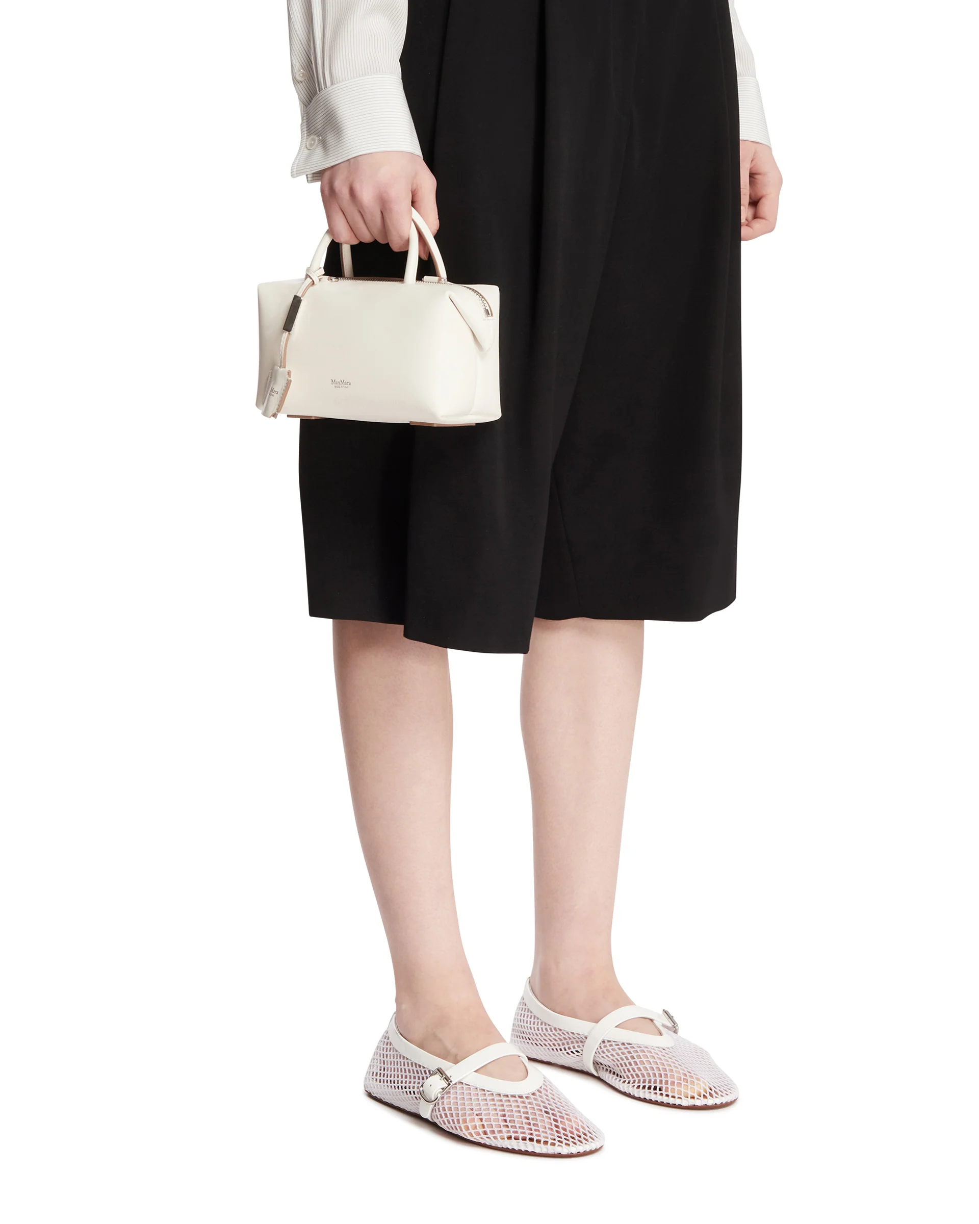 Borsa Bauletto Piccola Holdall In Pelle Bianca - Image 3