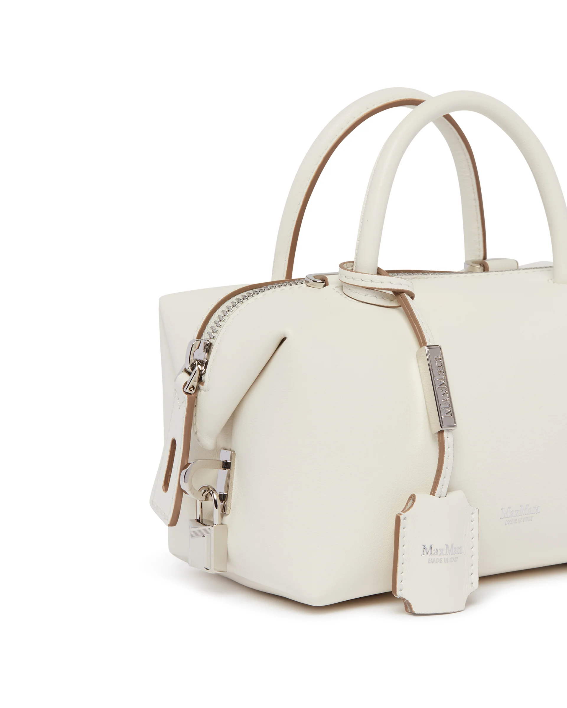 Borsa Bauletto Piccola Holdall In Pelle Bianca - Image 4