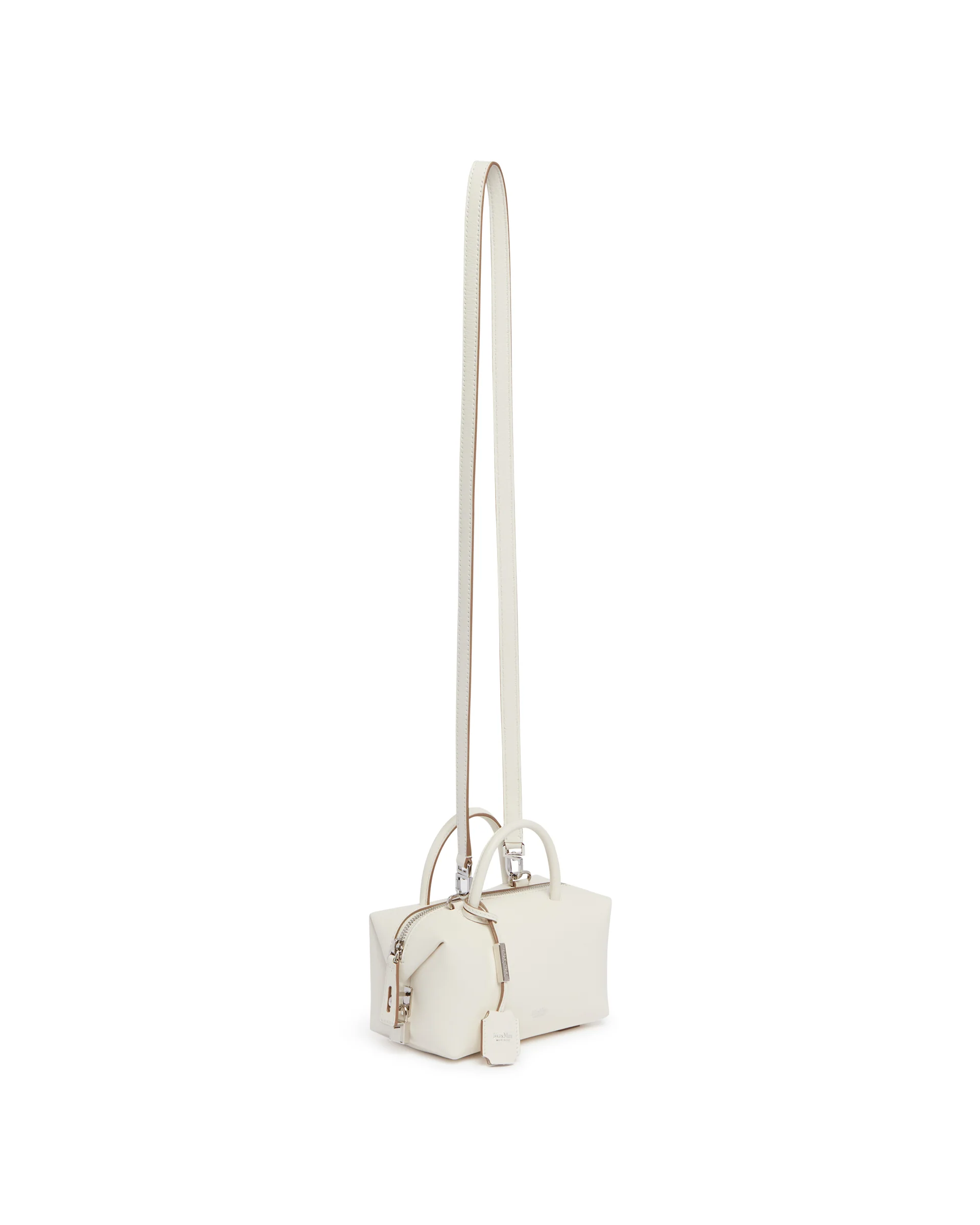 Borsa Bauletto Piccola Holdall In Pelle Bianca - Image 5