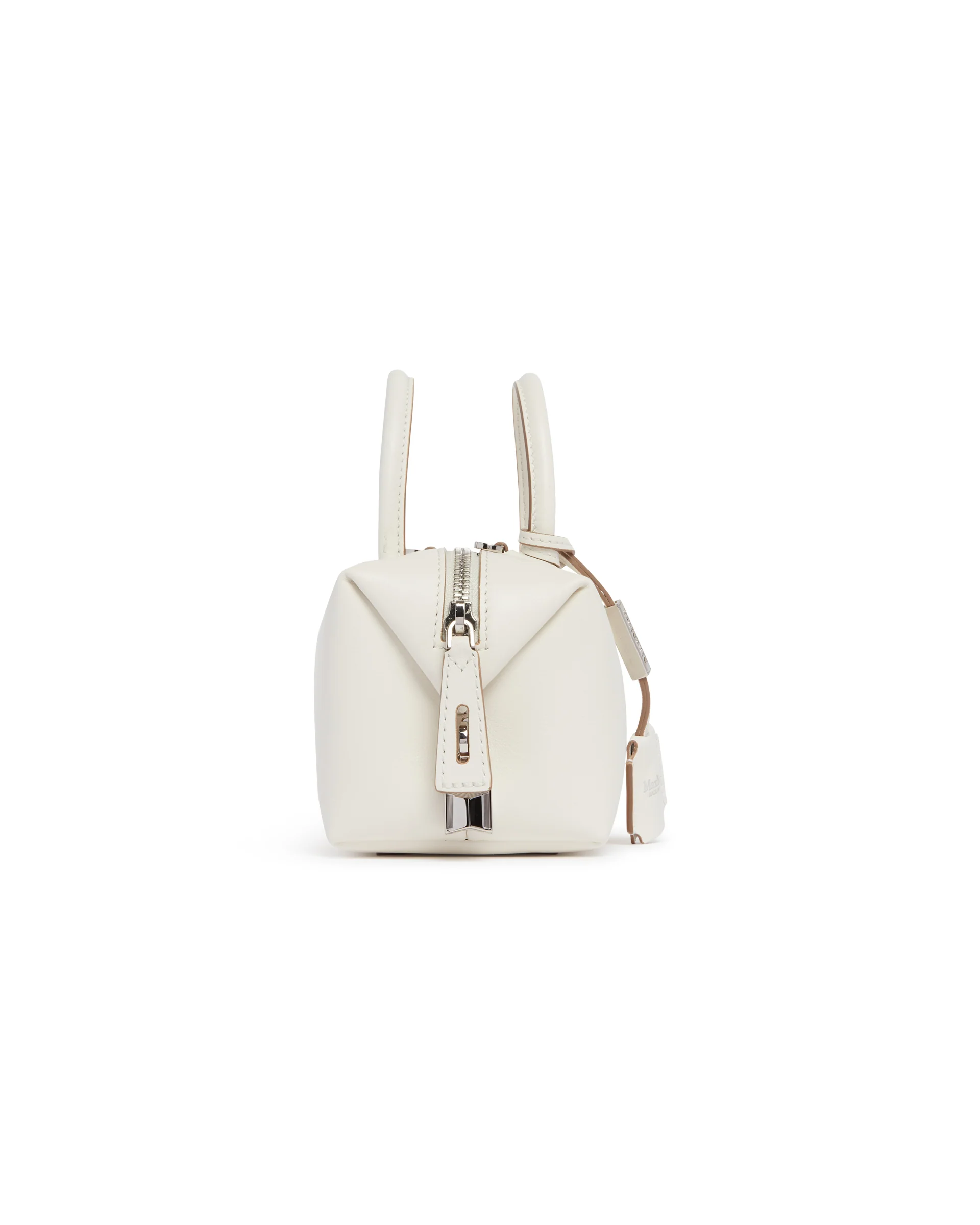 Borsa Bauletto Piccola Holdall In Pelle Bianca - Image 7