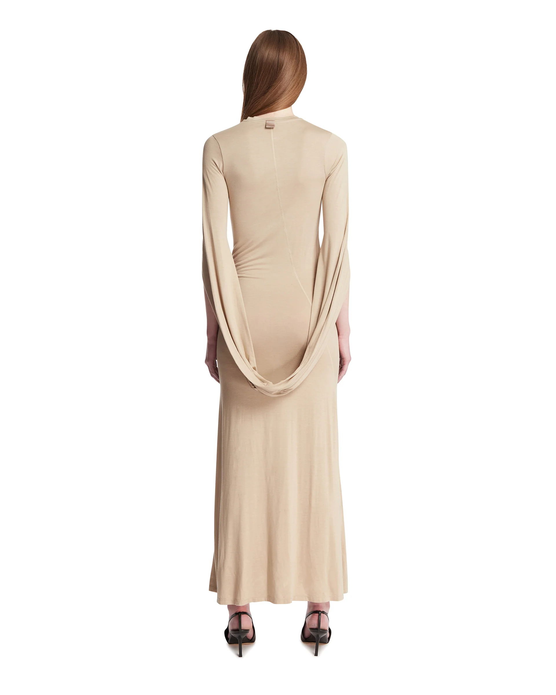 Abito Cascade In Jersey Beige - Image 5