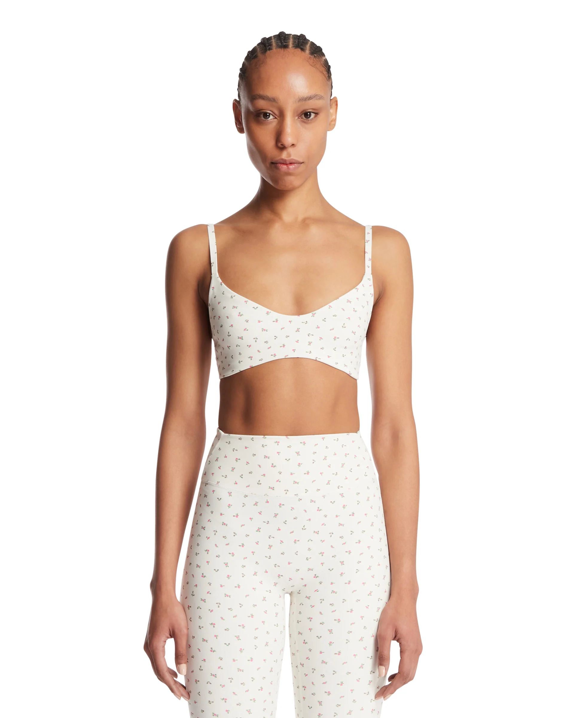 NikeSKIMS Top Micro Scoop A Fiori Bianco