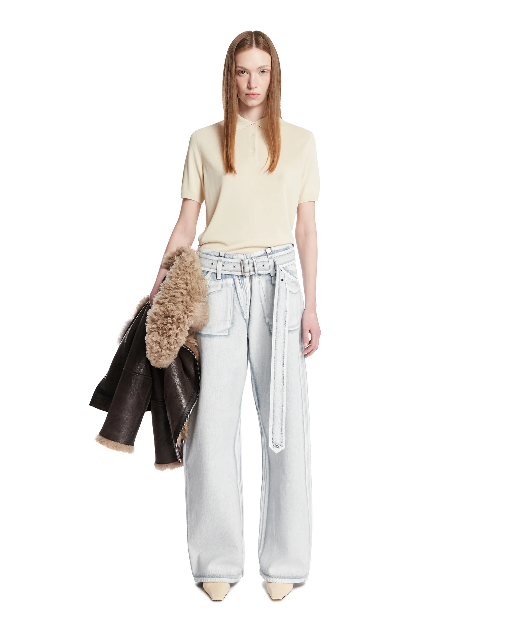Polo In Viscosa Beige - Image 3
