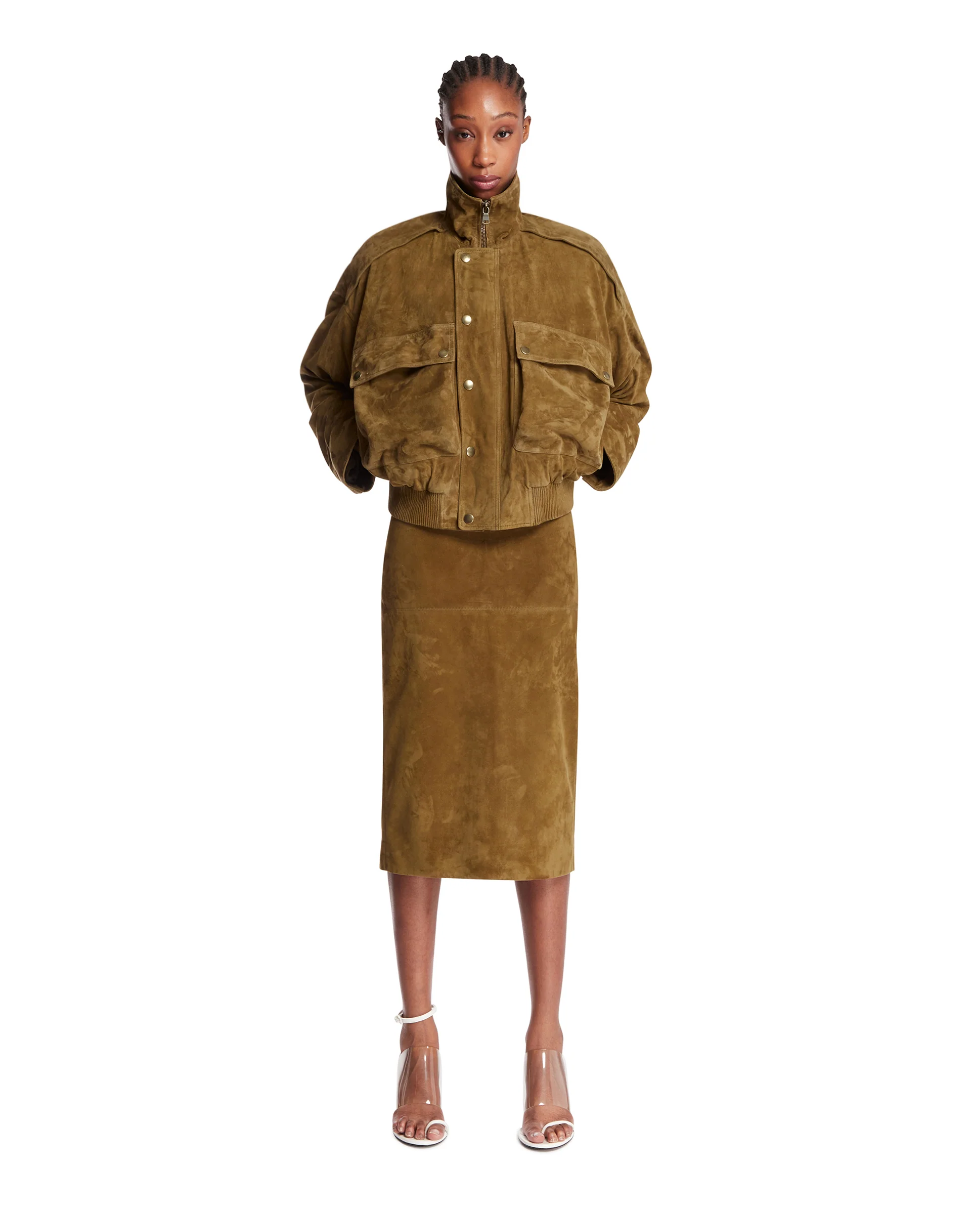 Gonna Midi In Suede Marrone - Image 3