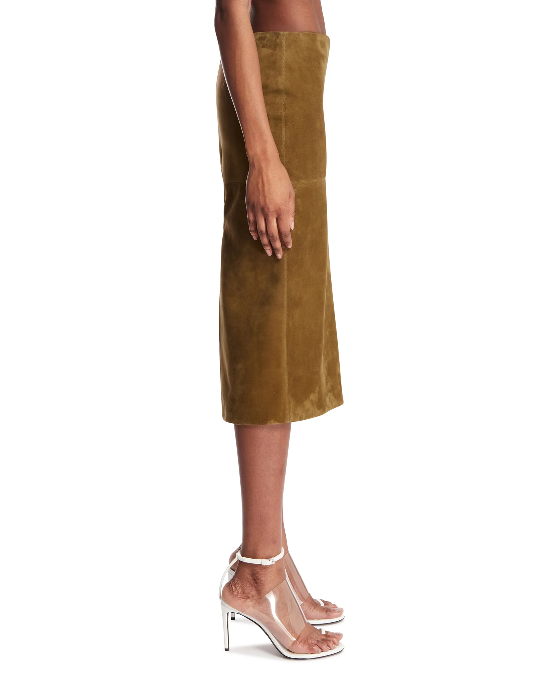 Gonna Midi In Suede Marrone - Image 4
