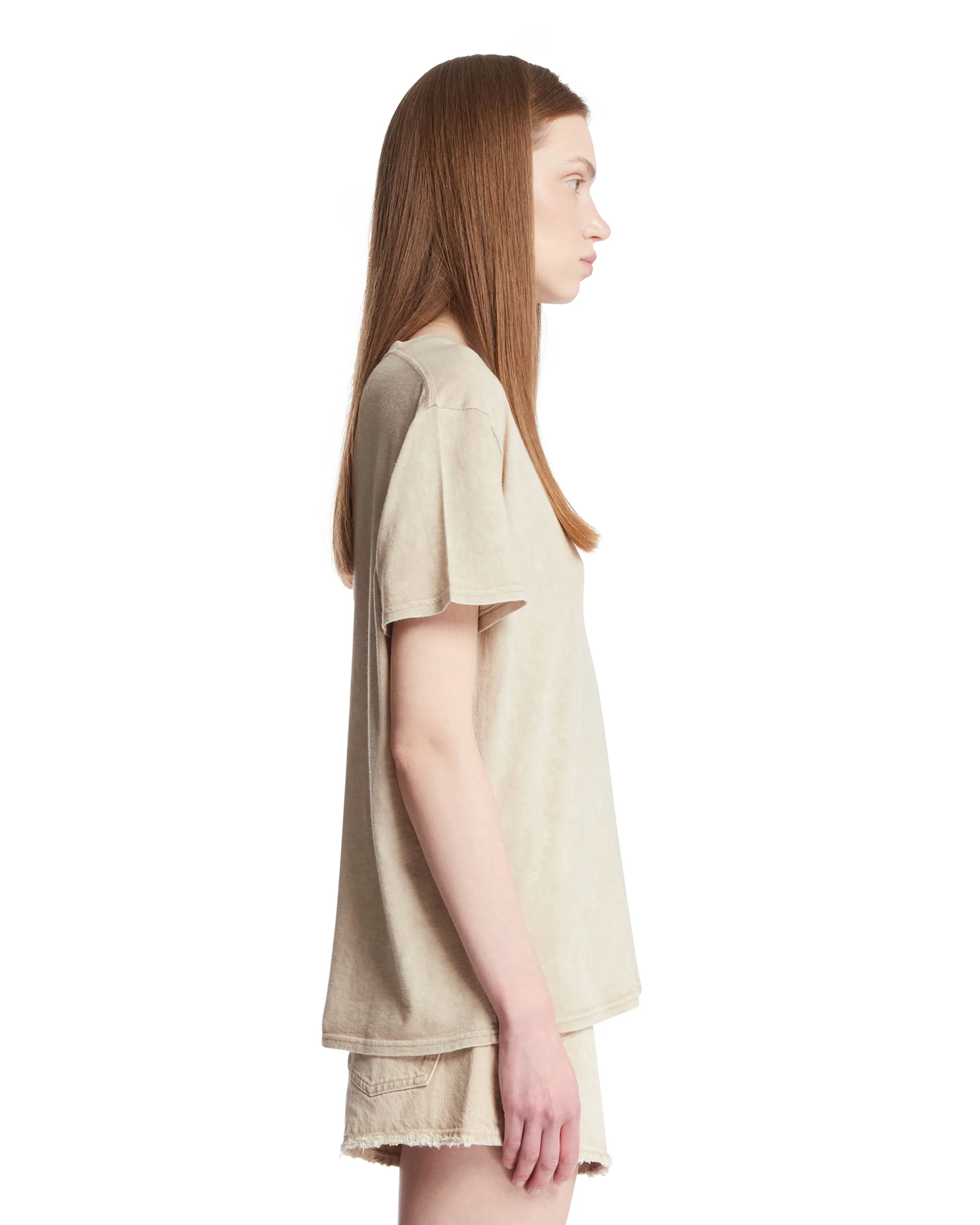 T-Shirt In Cotone Beige - Image 4