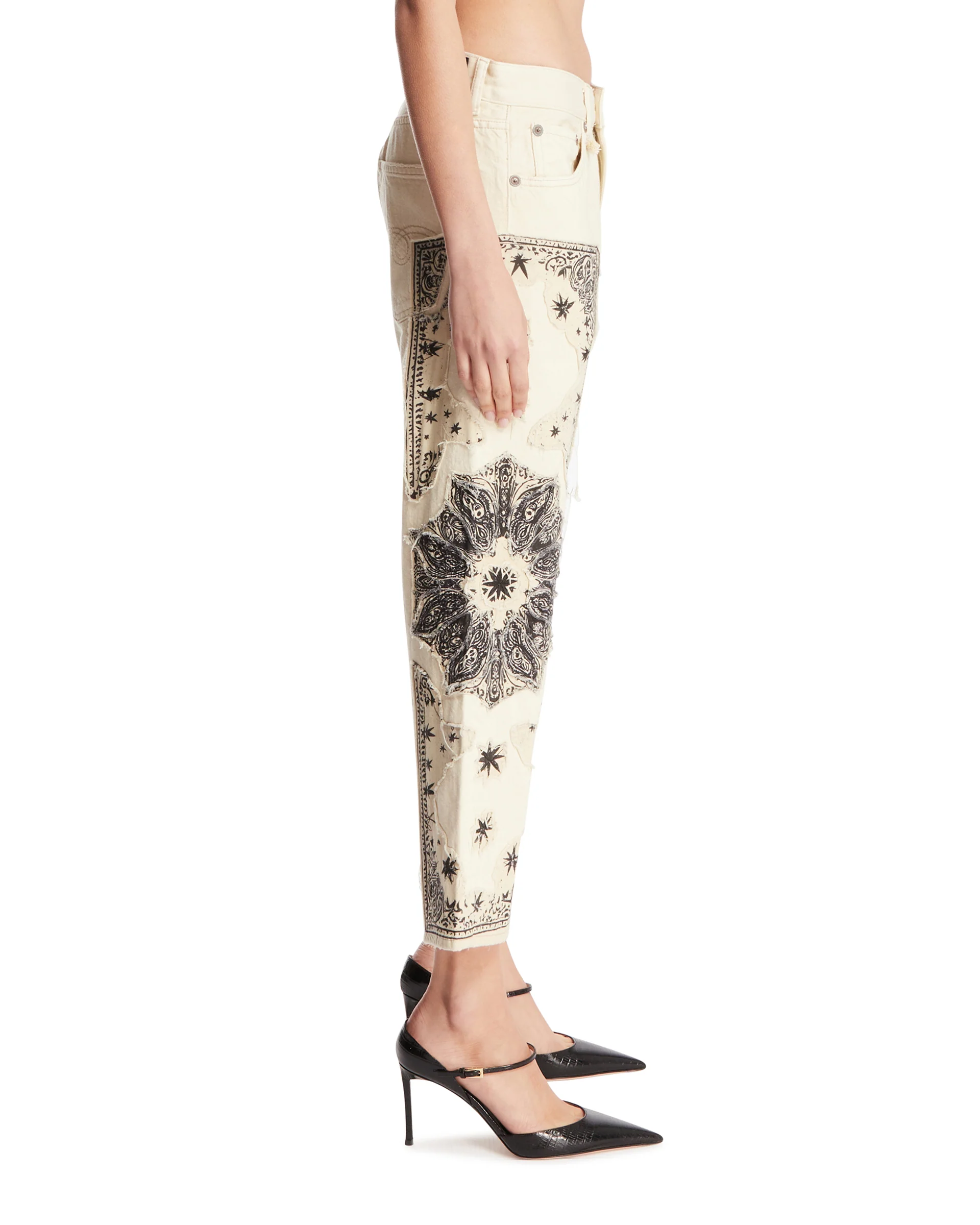 Jeans Cropped Applique Bianchi - Image 4