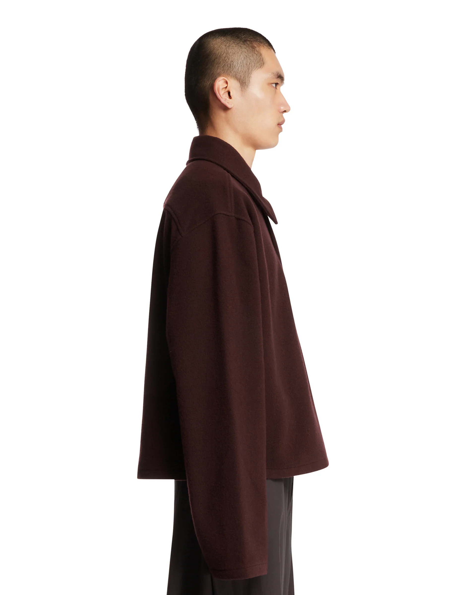 Maglione Polo In Pile Di Lana Bordeaux - Image 4