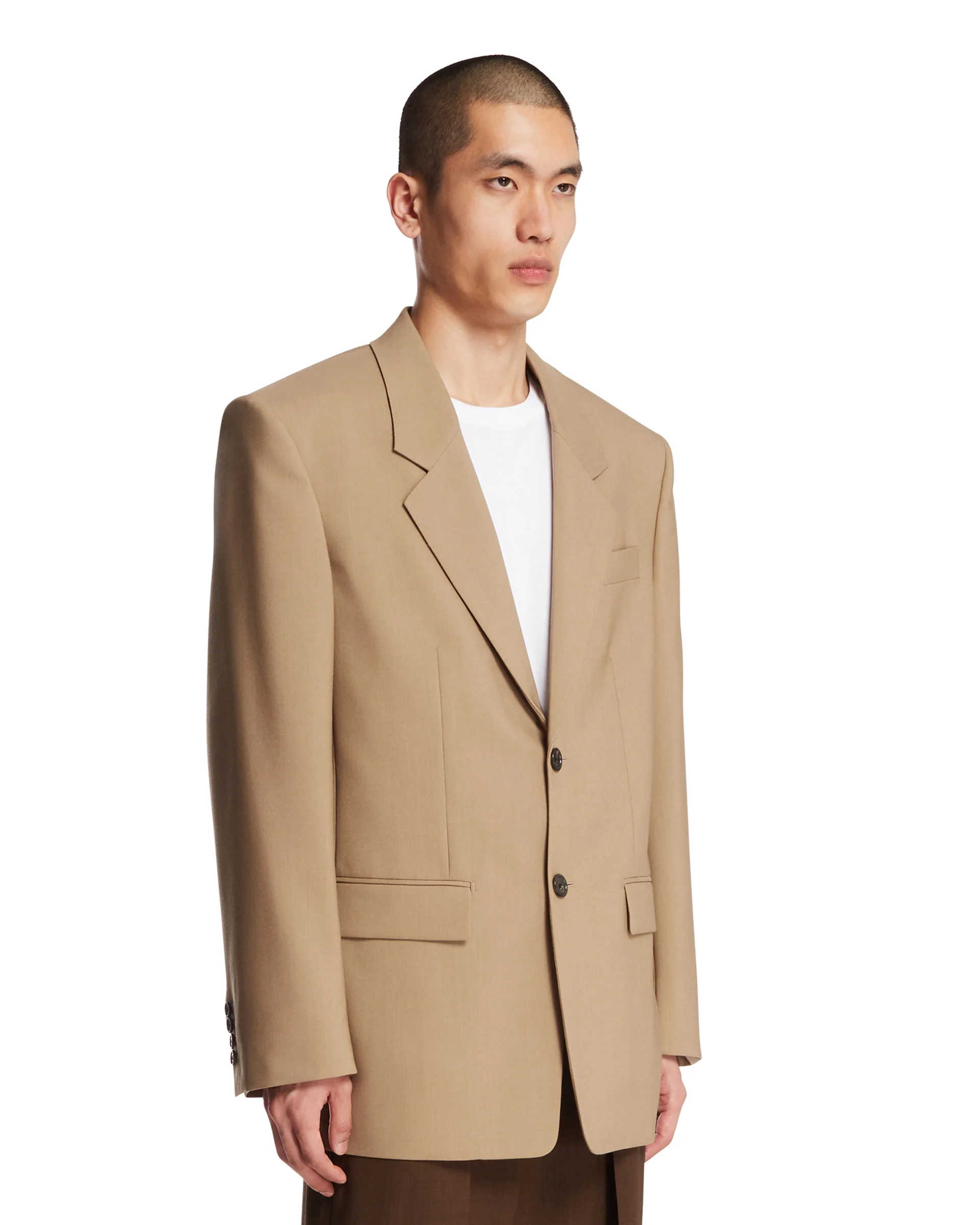 Giacca In Tela Di Lana E Mohair Beige - Image 2