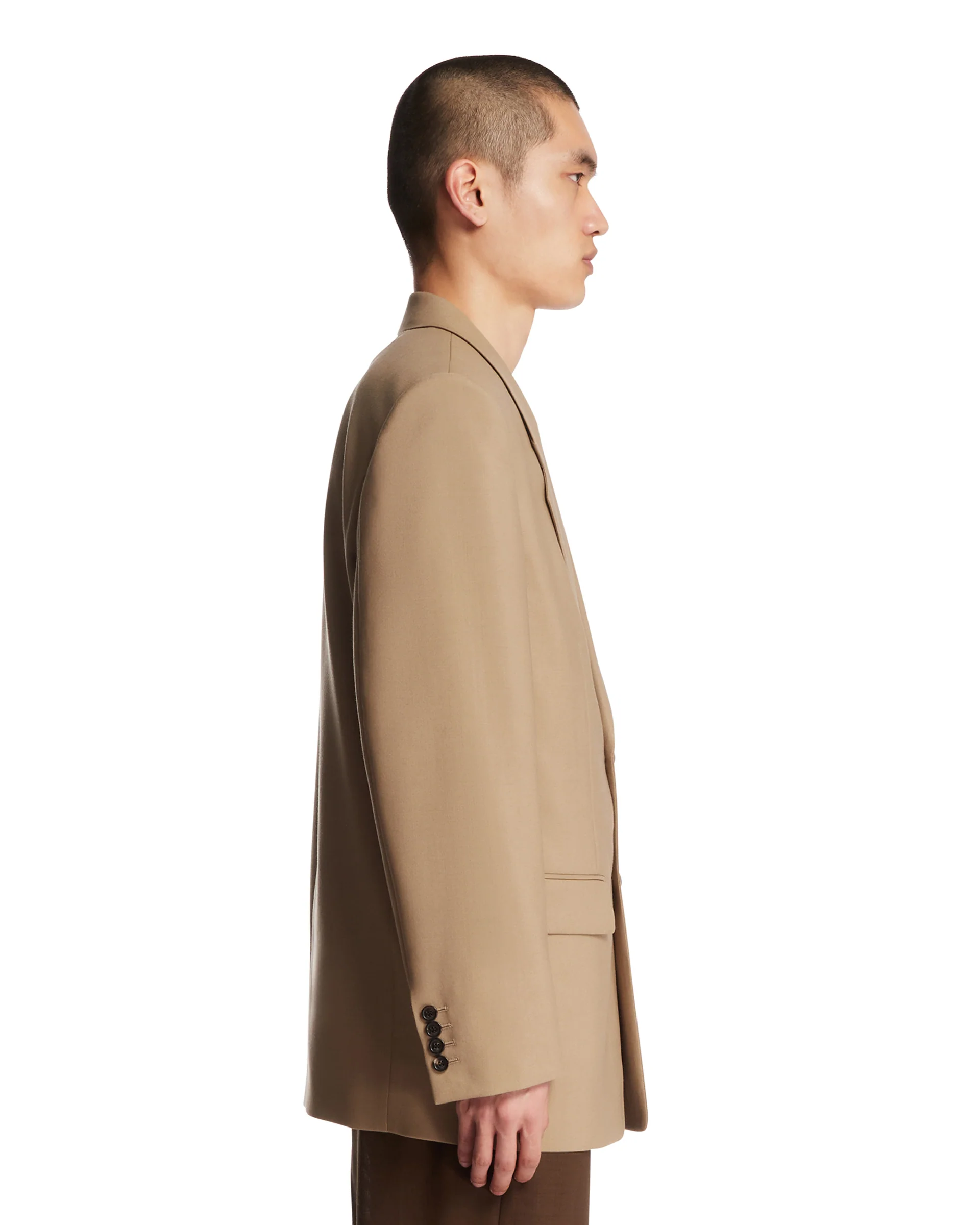 Giacca In Tela Di Lana E Mohair Beige - Image 4