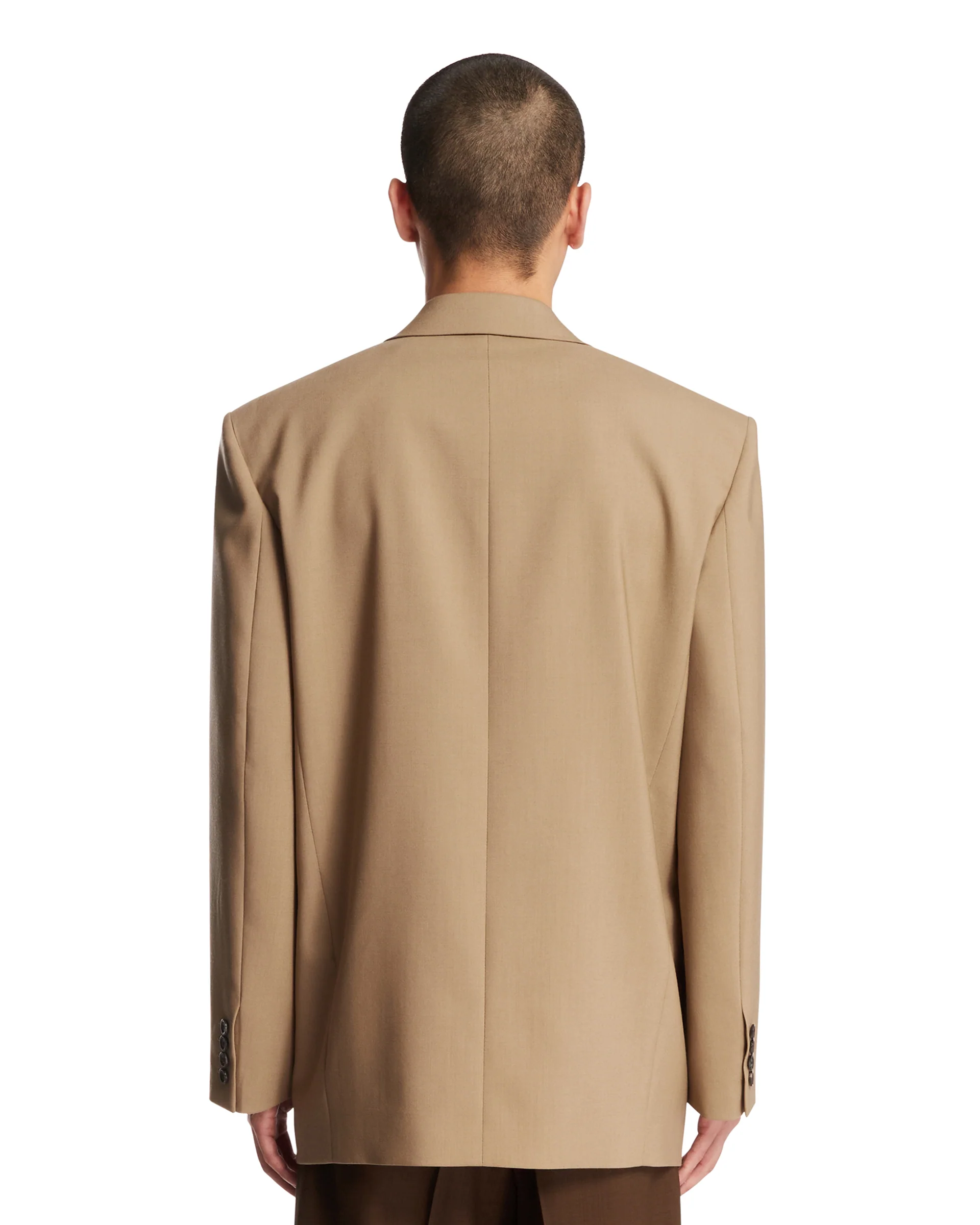 Giacca In Tela Di Lana E Mohair Beige - Image 5