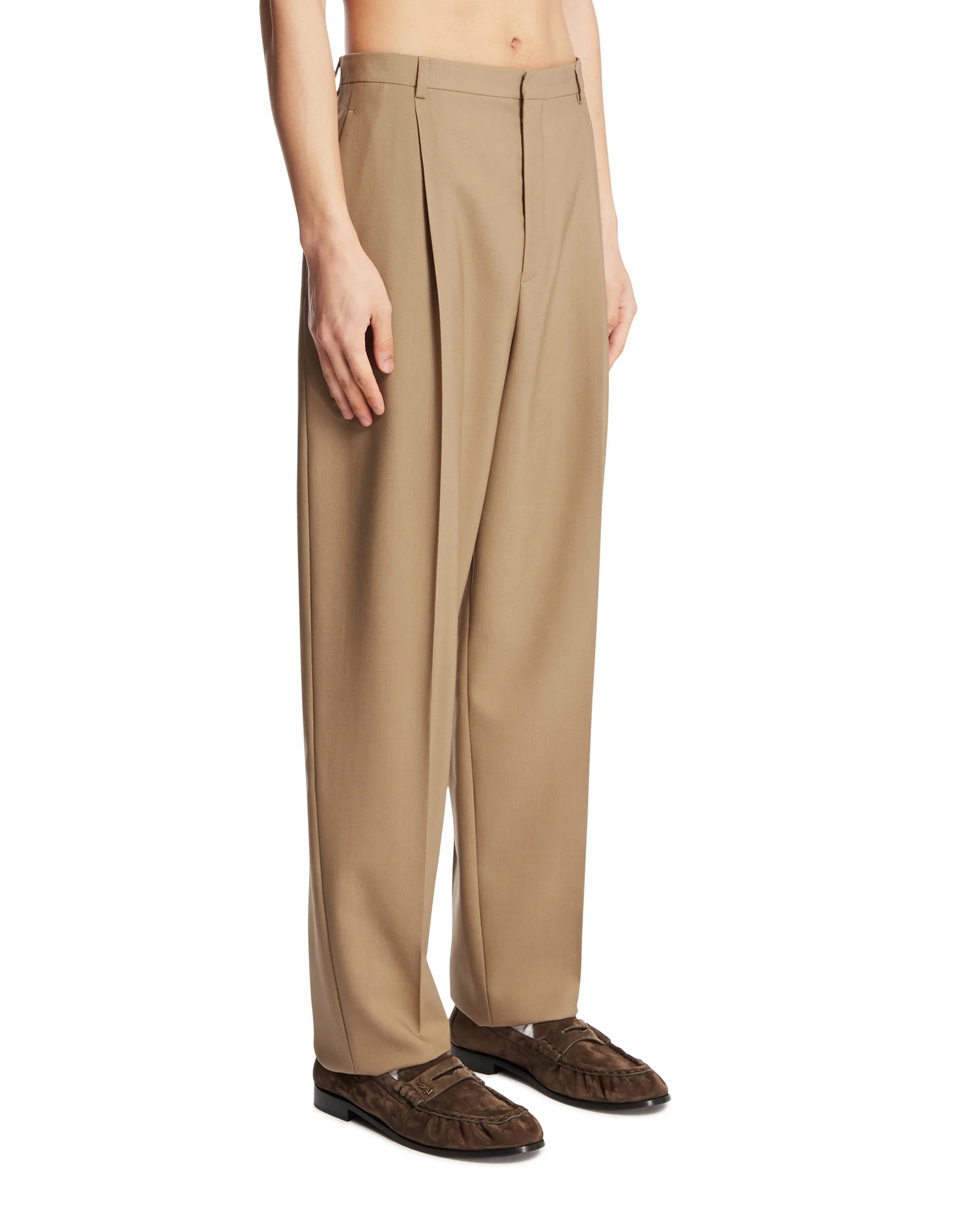 Pantaloni In Lana E Mohair Beige - Image 2
