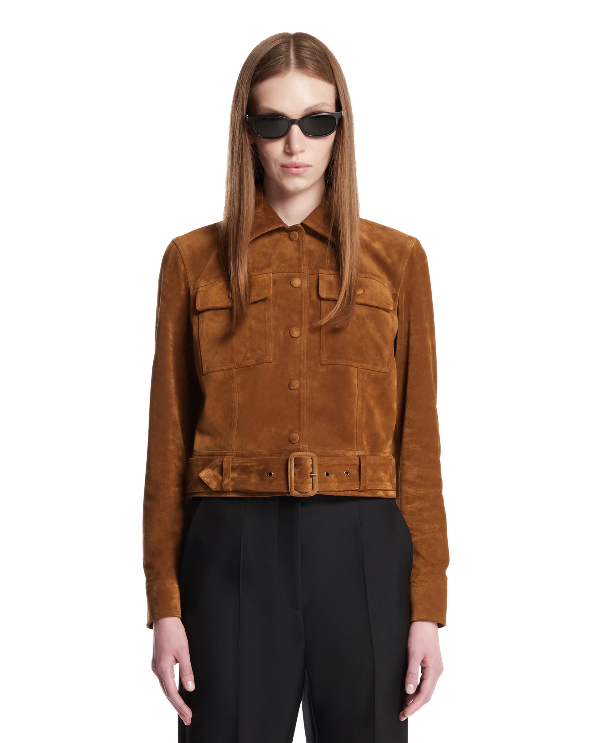 Giacca Sartoriale In Suede Marrone