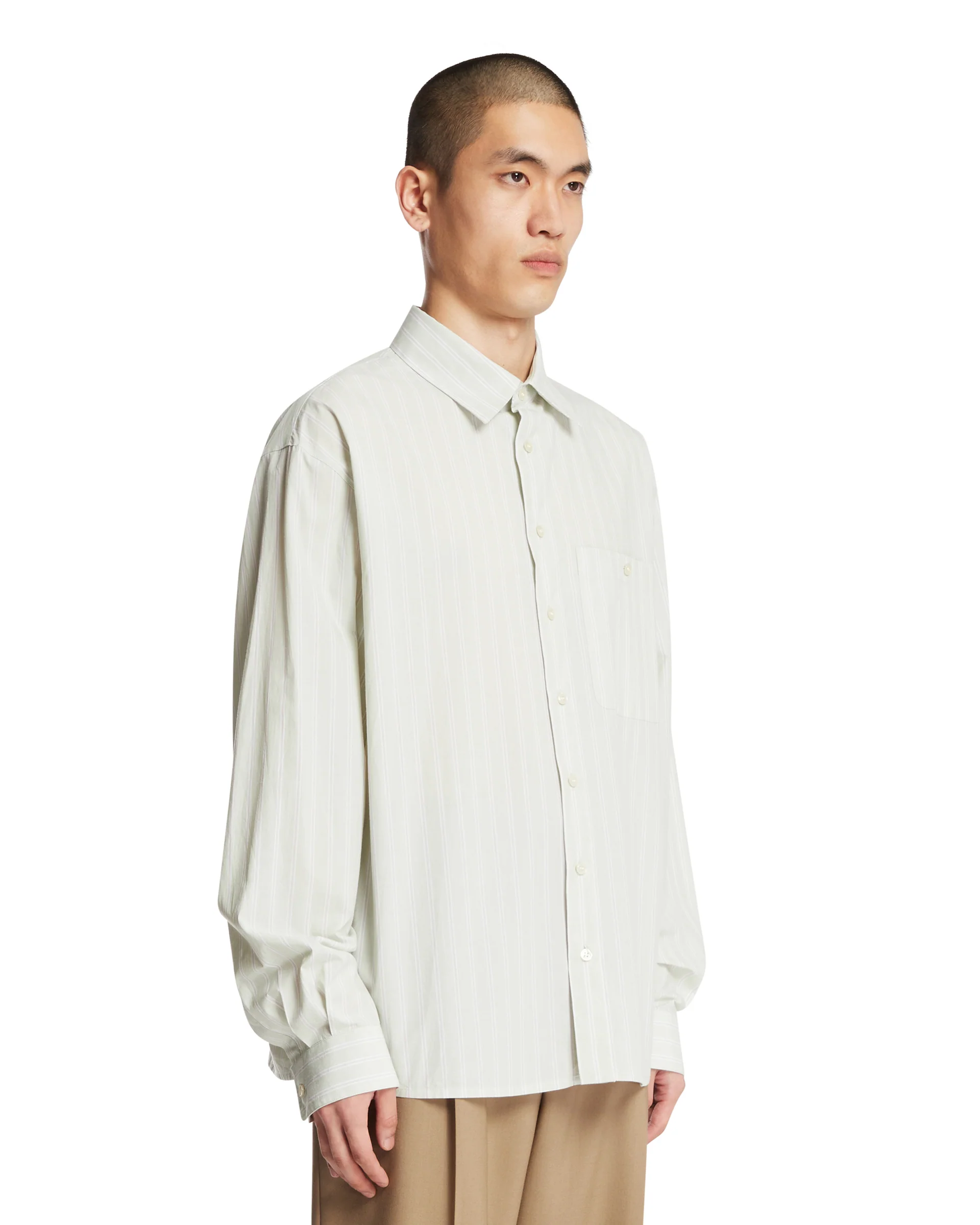 Camicia In Cotone A Righe Verde - Image 2
