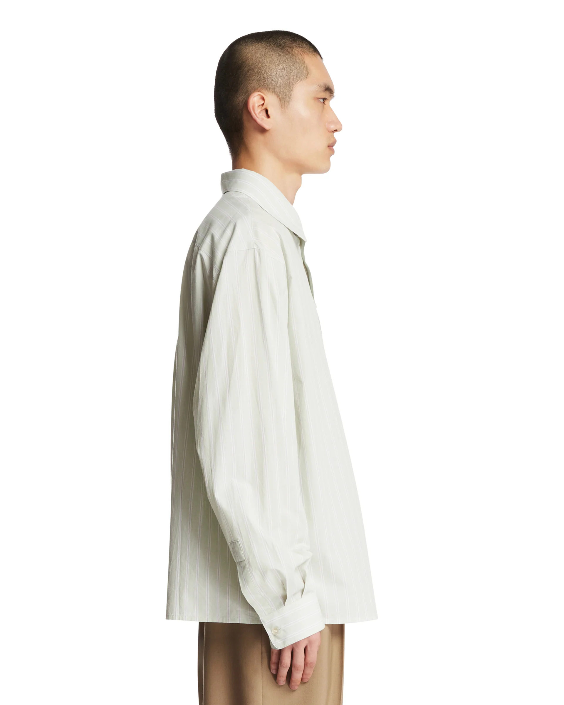 Camicia In Cotone A Righe Verde - Image 4