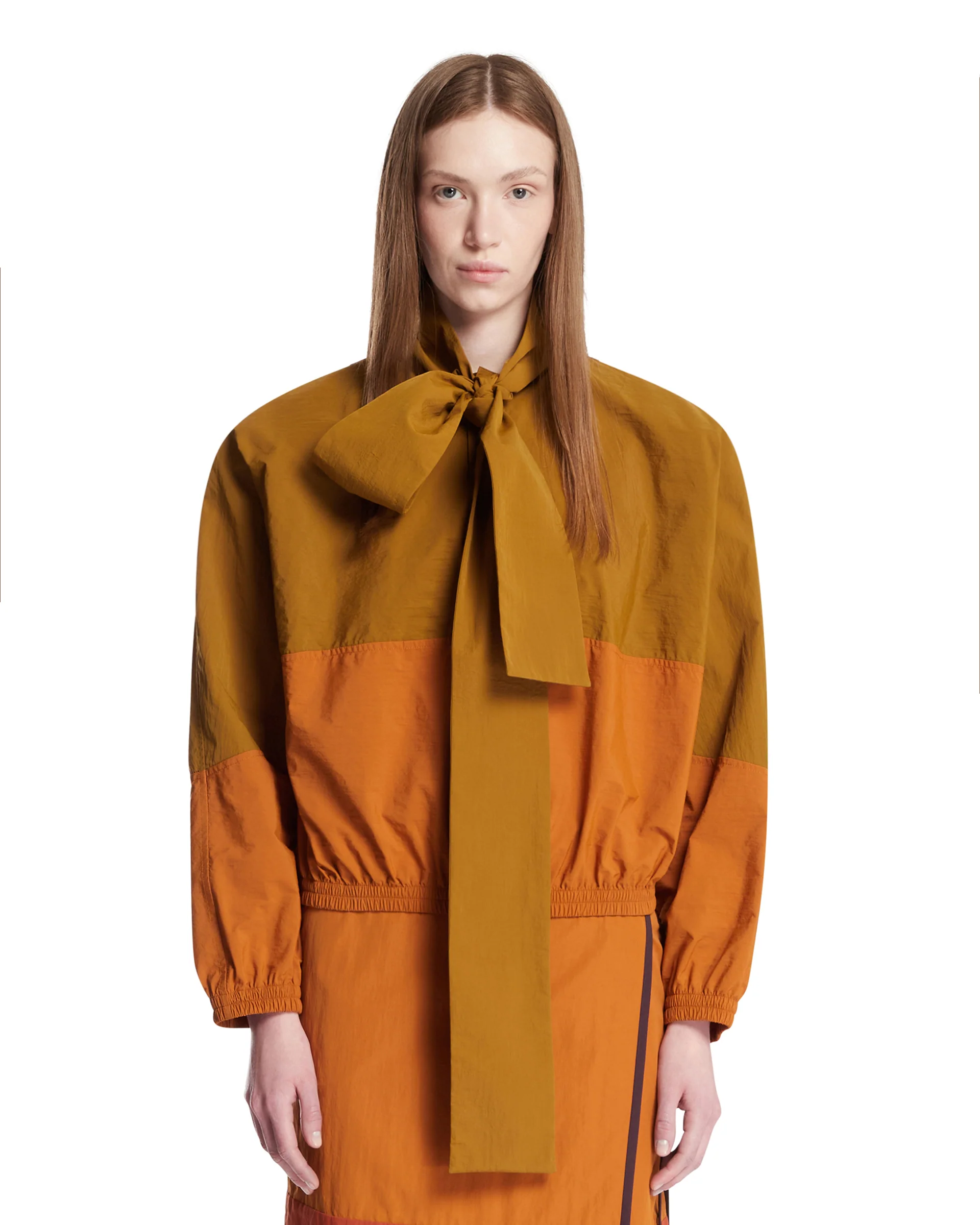 Giacca A Vento In Faille In Nylon Verde